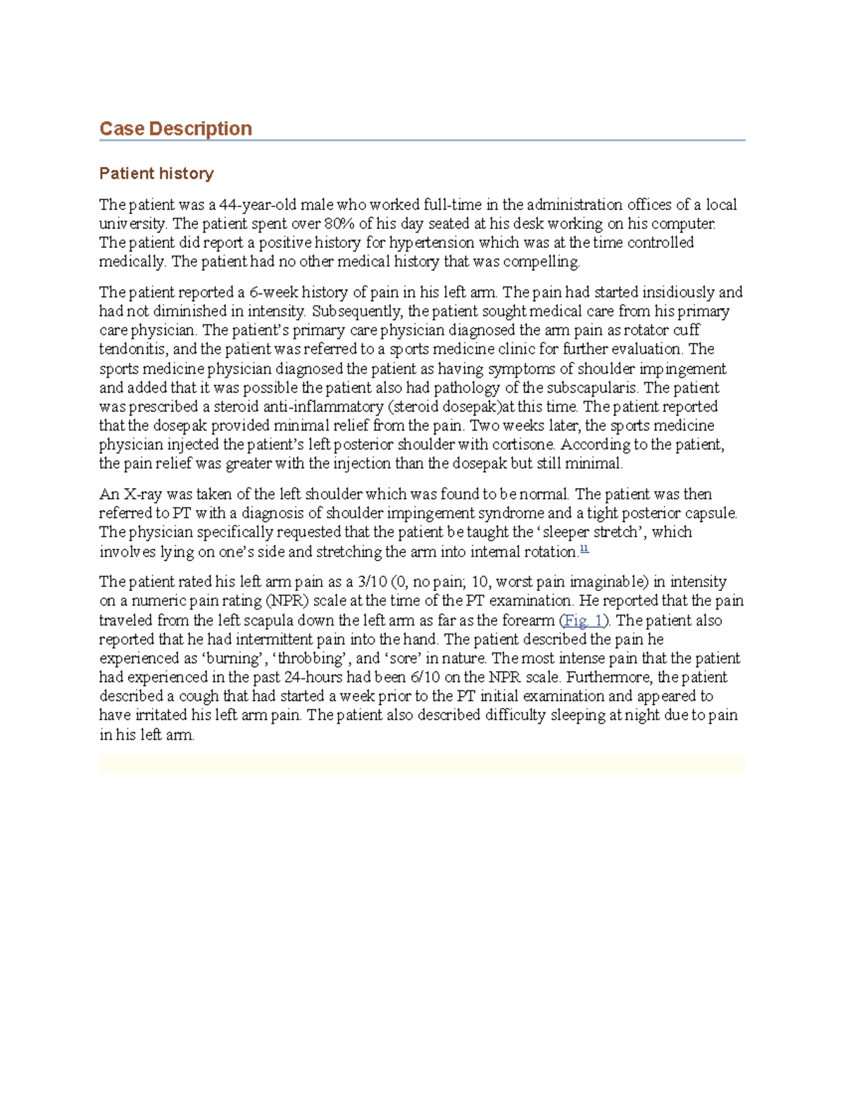 Case Description cervical - Case Description Patient history The ...
