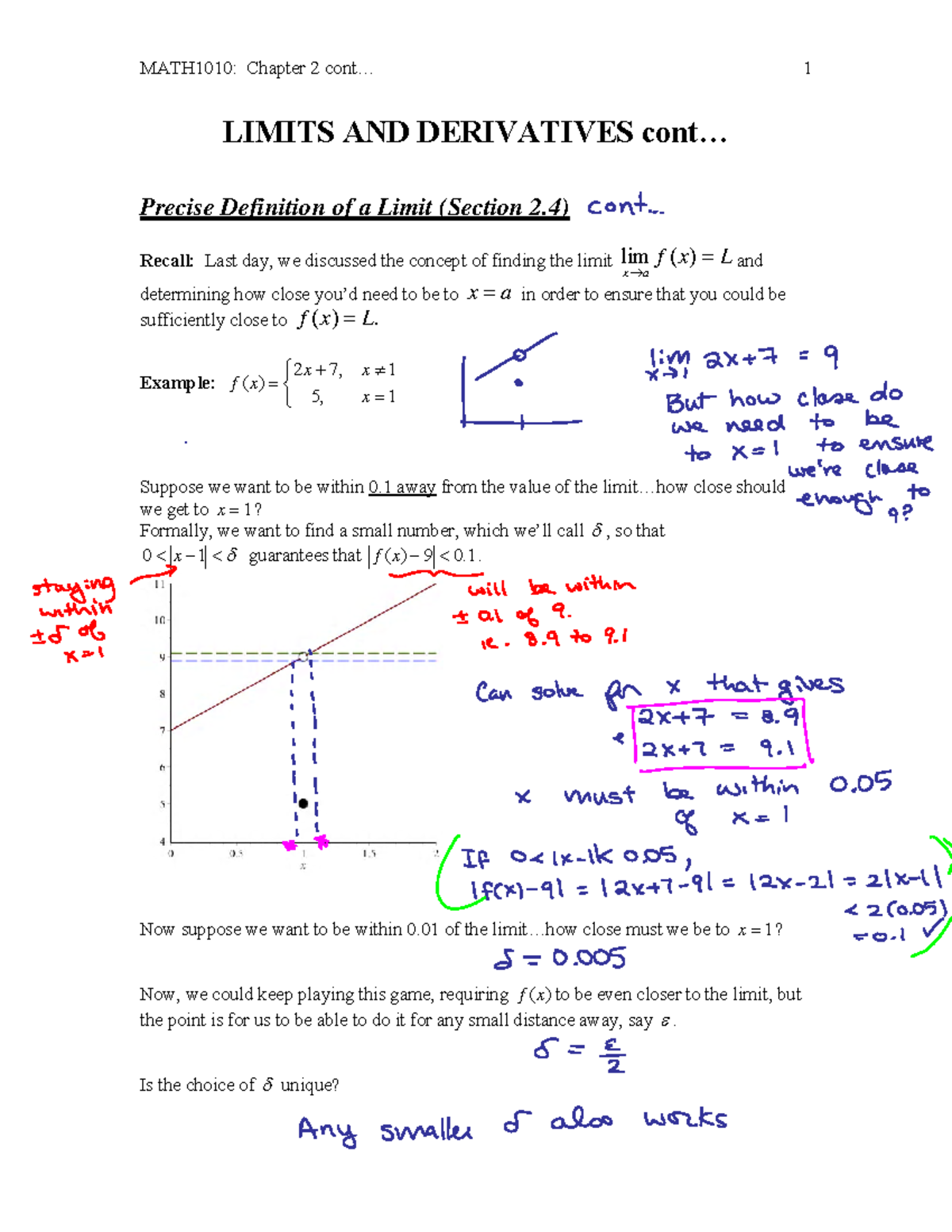 Calculus Note - Lec Note - MATH1010: Chapter 2 Cont… 1 LIMITS AND ...