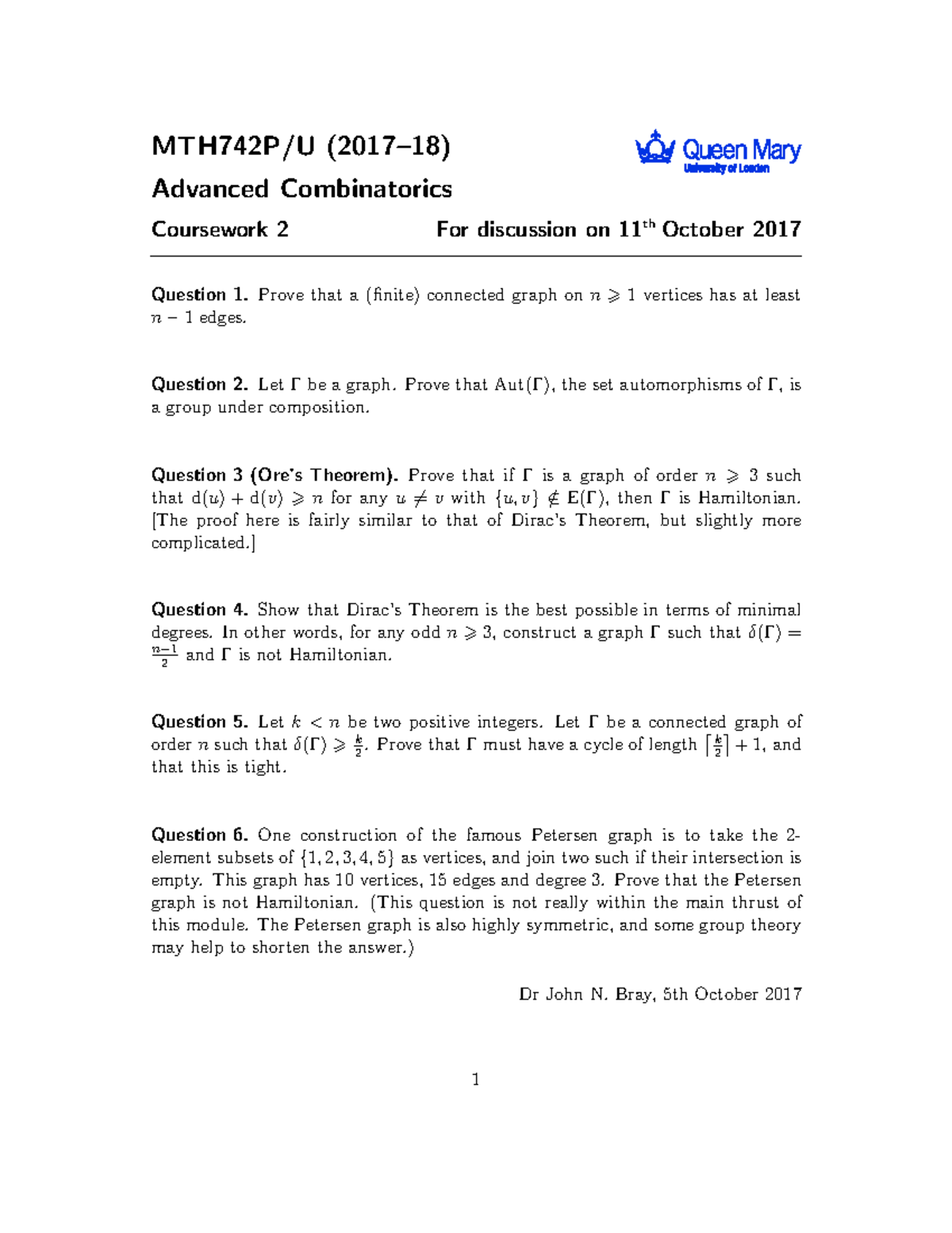 MTH742U 2017-2018 Assignment 2 - MTH742P/U (2017–18) Advanced ...