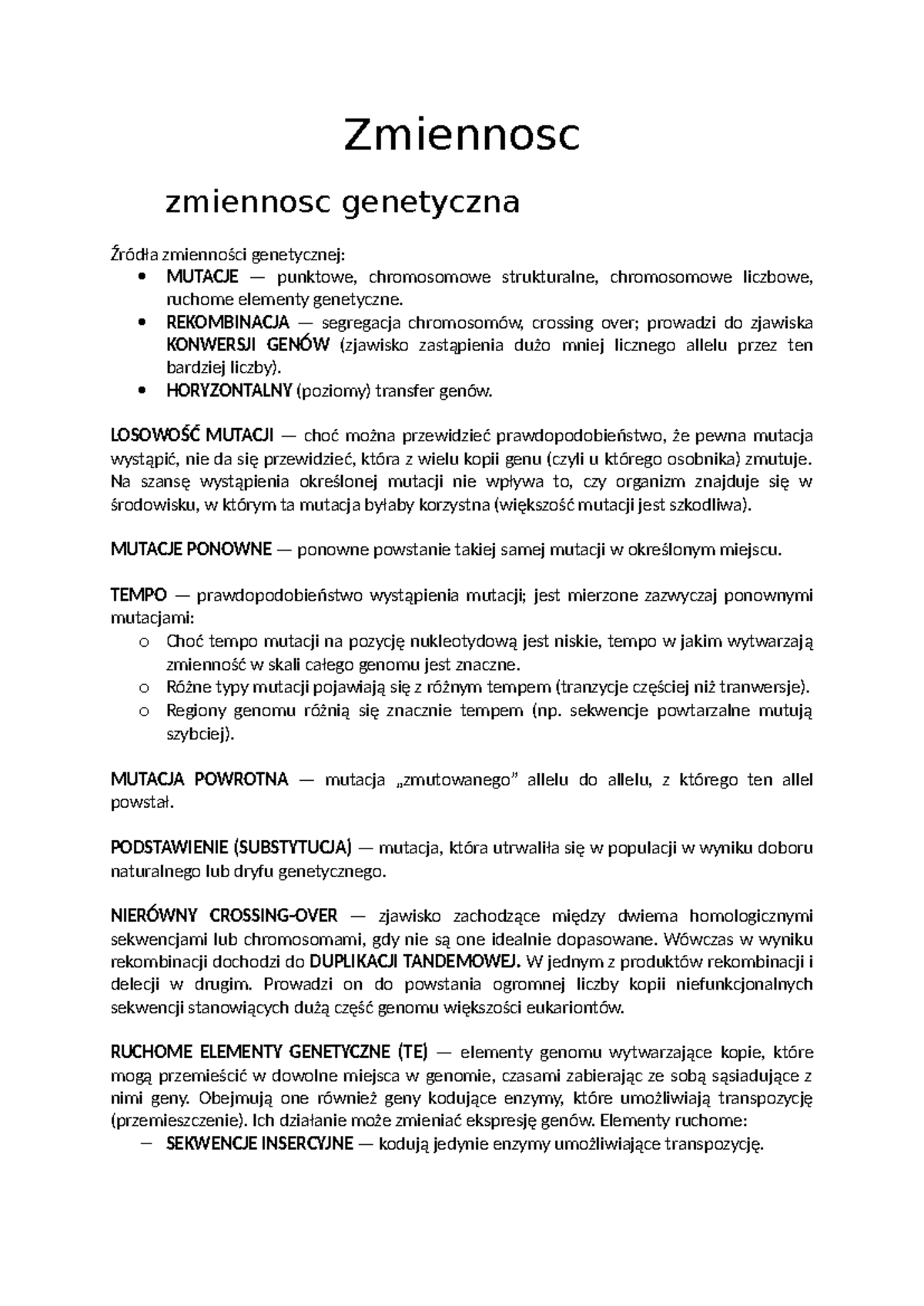 03 Zmienność - Biologia ewolucyjna - Zmiennosc zmiennosc genetyczna