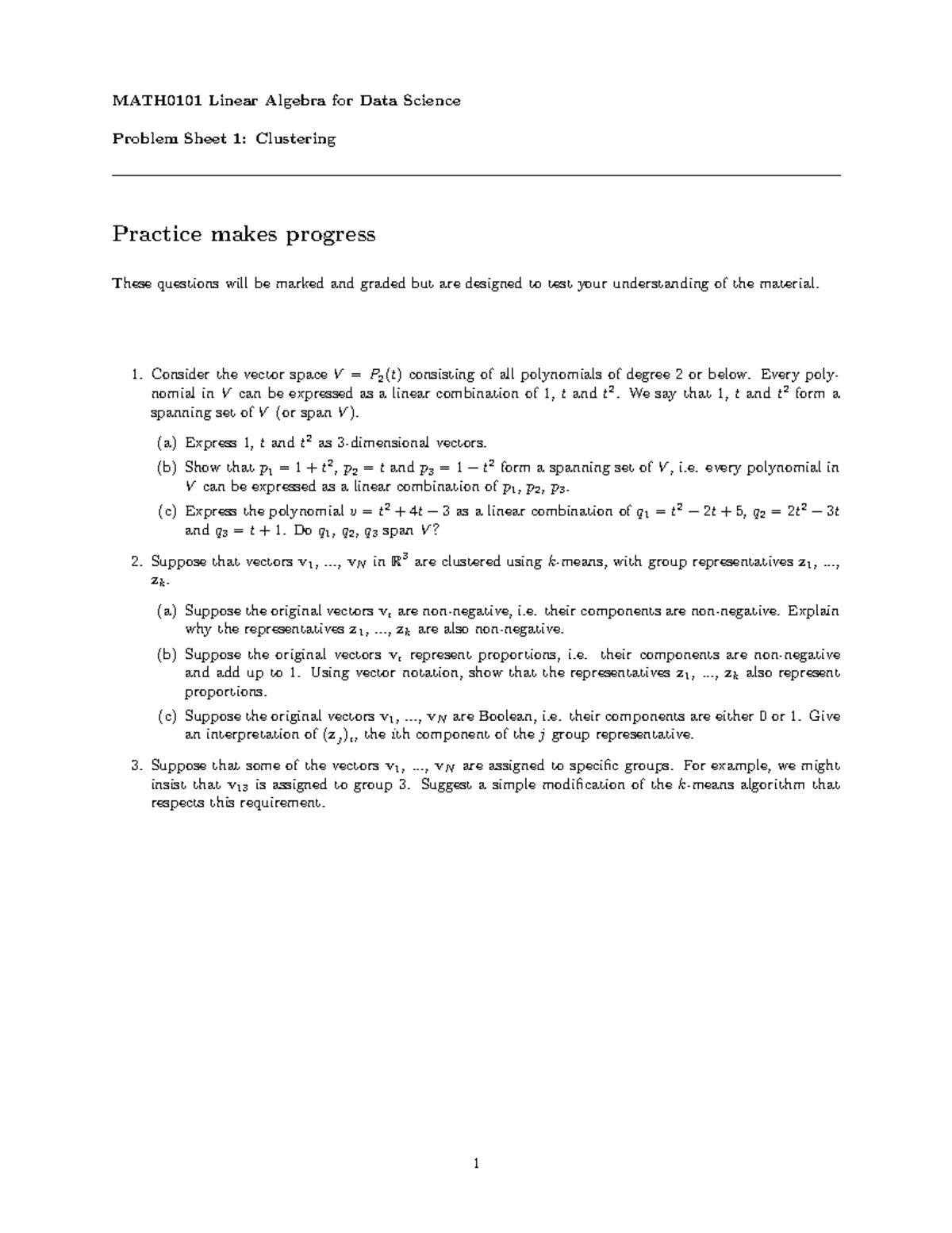 MATH0101 S1 Problem Sheet - MATH0101 Linear Algebra for Data Science ...