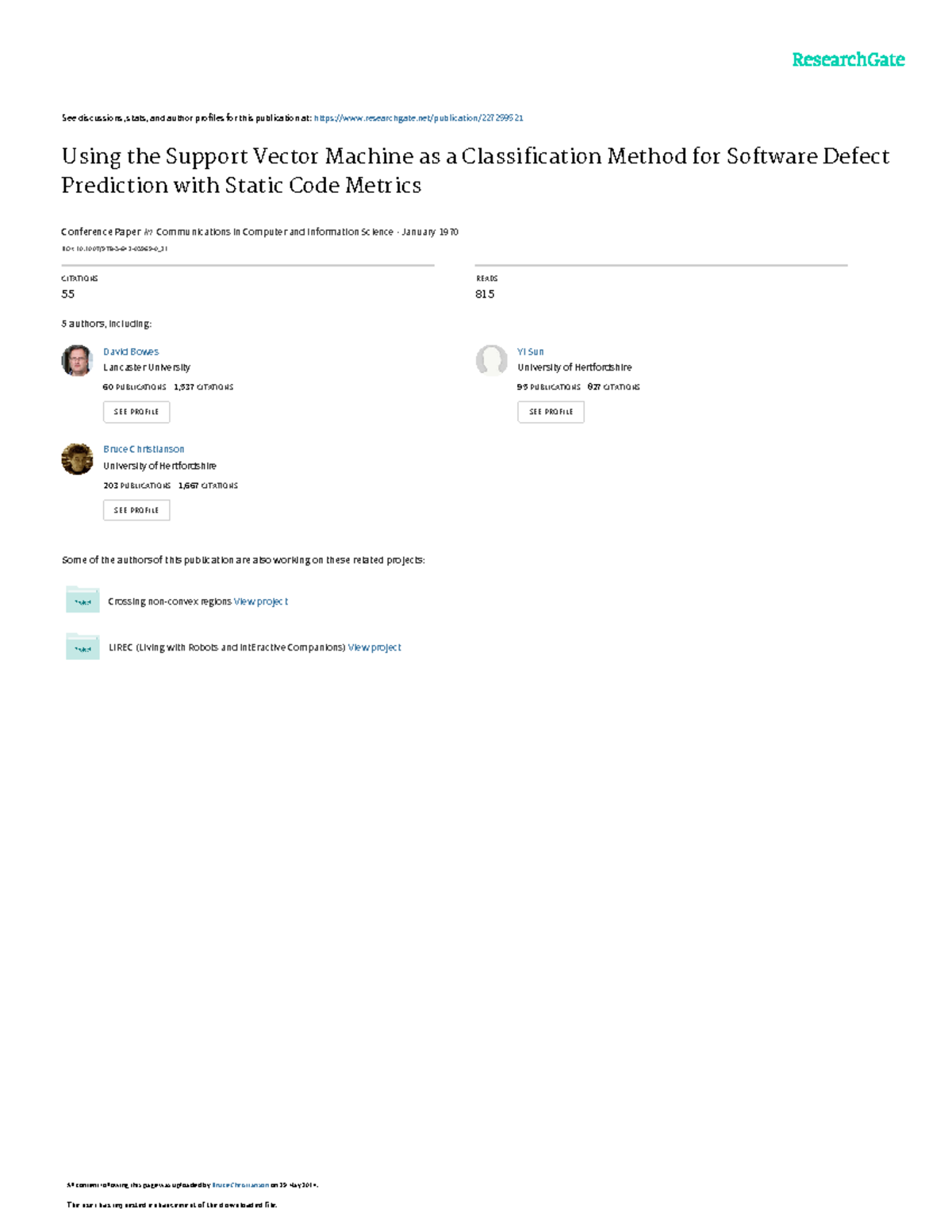 Using the Support Vector Machine as a Classificati - See discussions ...