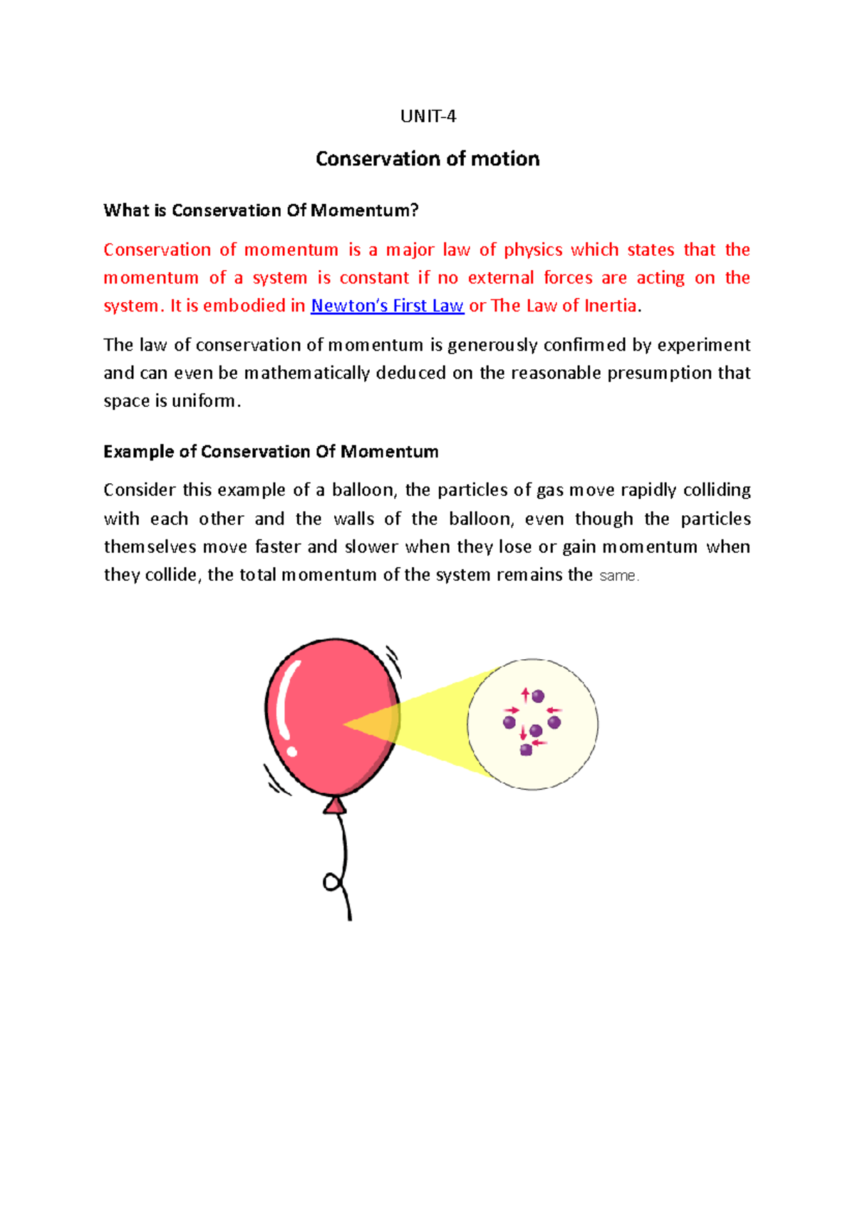 UNIT-4 - OG1751 UNIT 4 NOTES - UNIT- Conservation Of Motion What Is ...