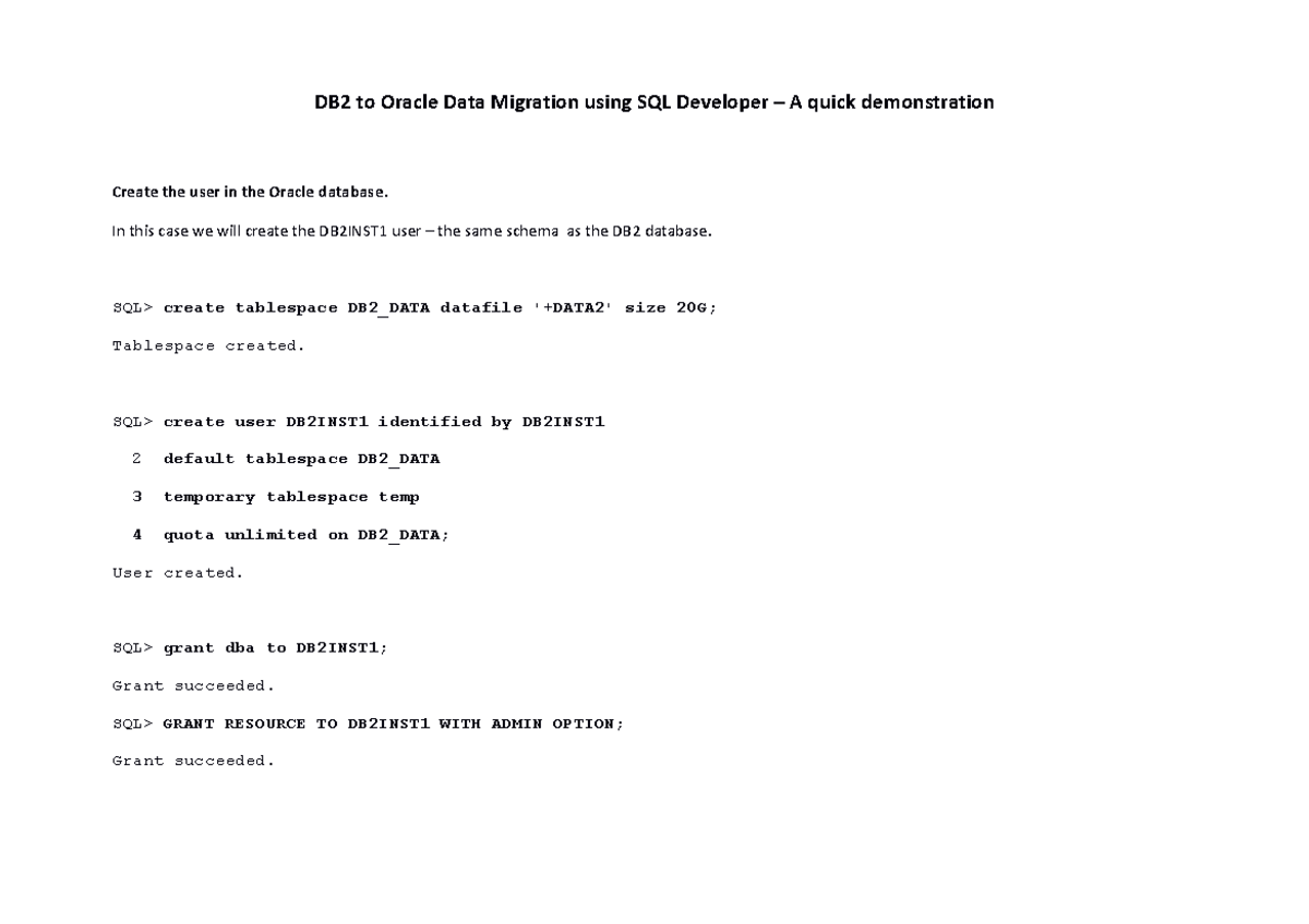 Db2 migrate - DB2 to Oracle Data Migration using SQL Developer – A ...