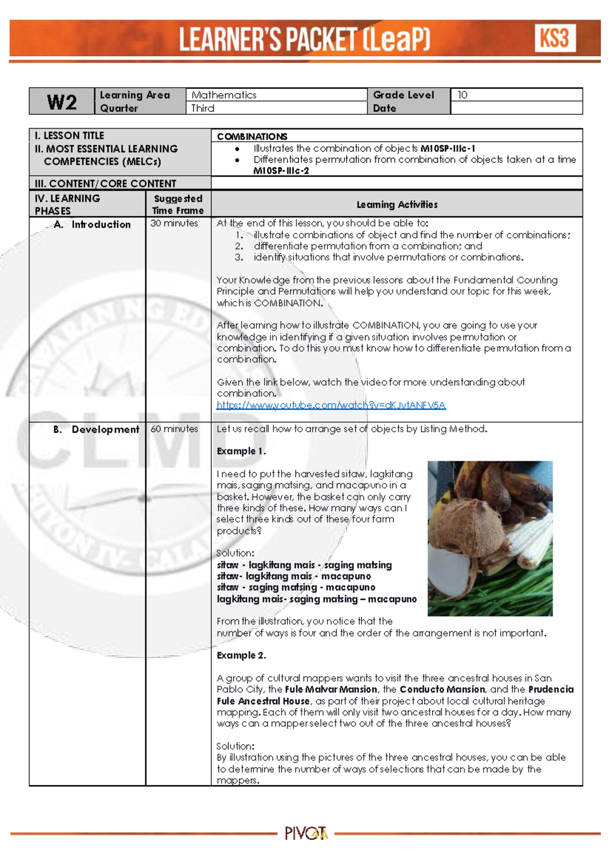 Lea P Math G10 Week 2 Q3 - Module for Grade 10 - W 2 Learning Area ...