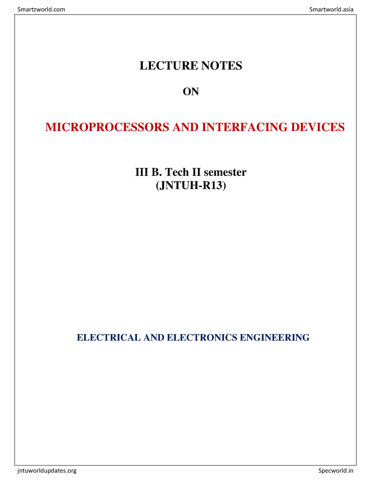 Microprocessors And Interfacing Devices - LECTURE NOTES ON ...