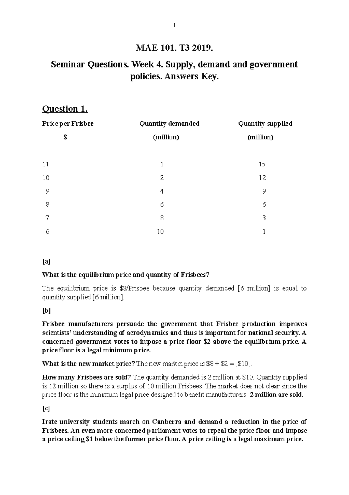 MAE101 Week 4 seminar questions. Answer key - MAE 101. T3 2019. Seminar ...