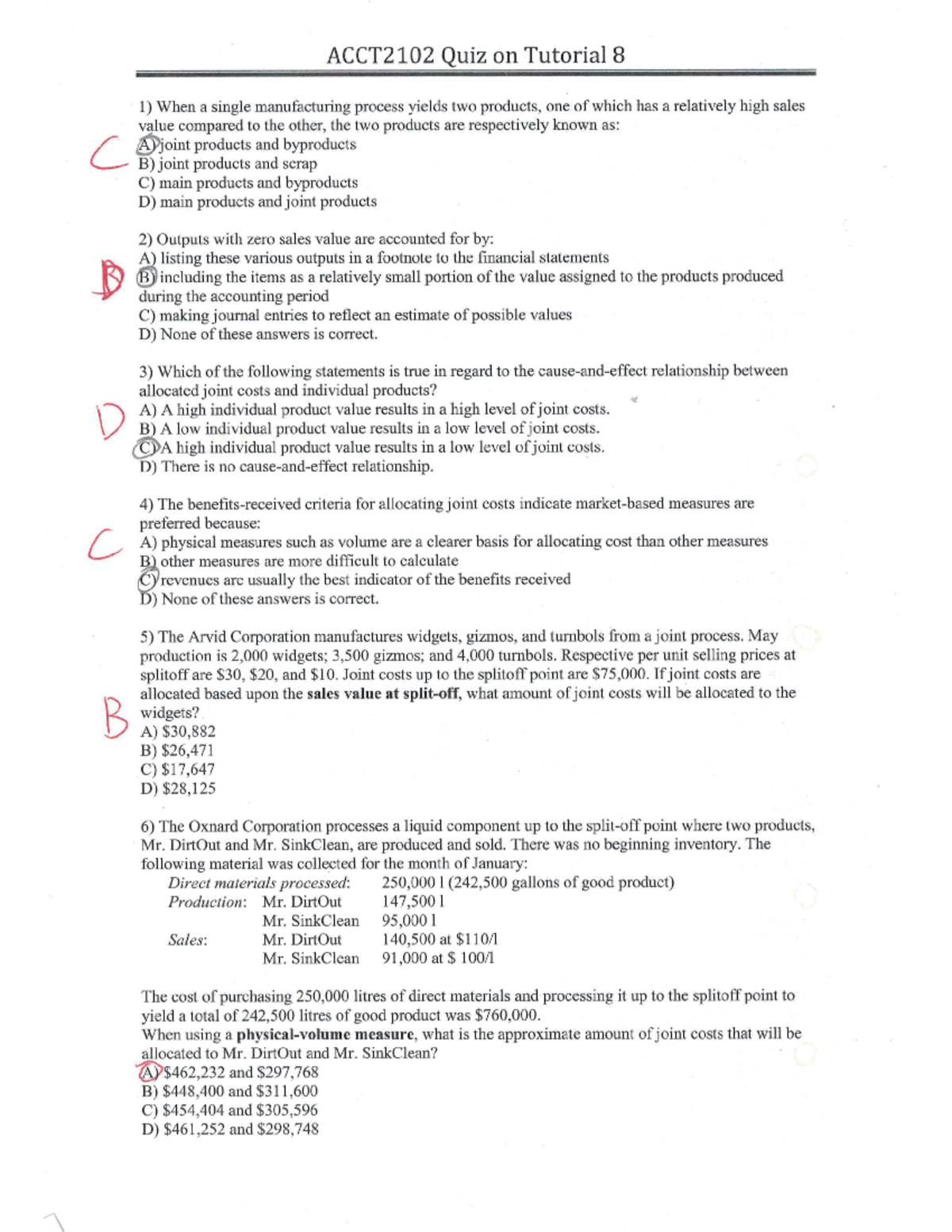 ACCT2102 Tutorial8 Quiz - ACCT2102 - Studocu