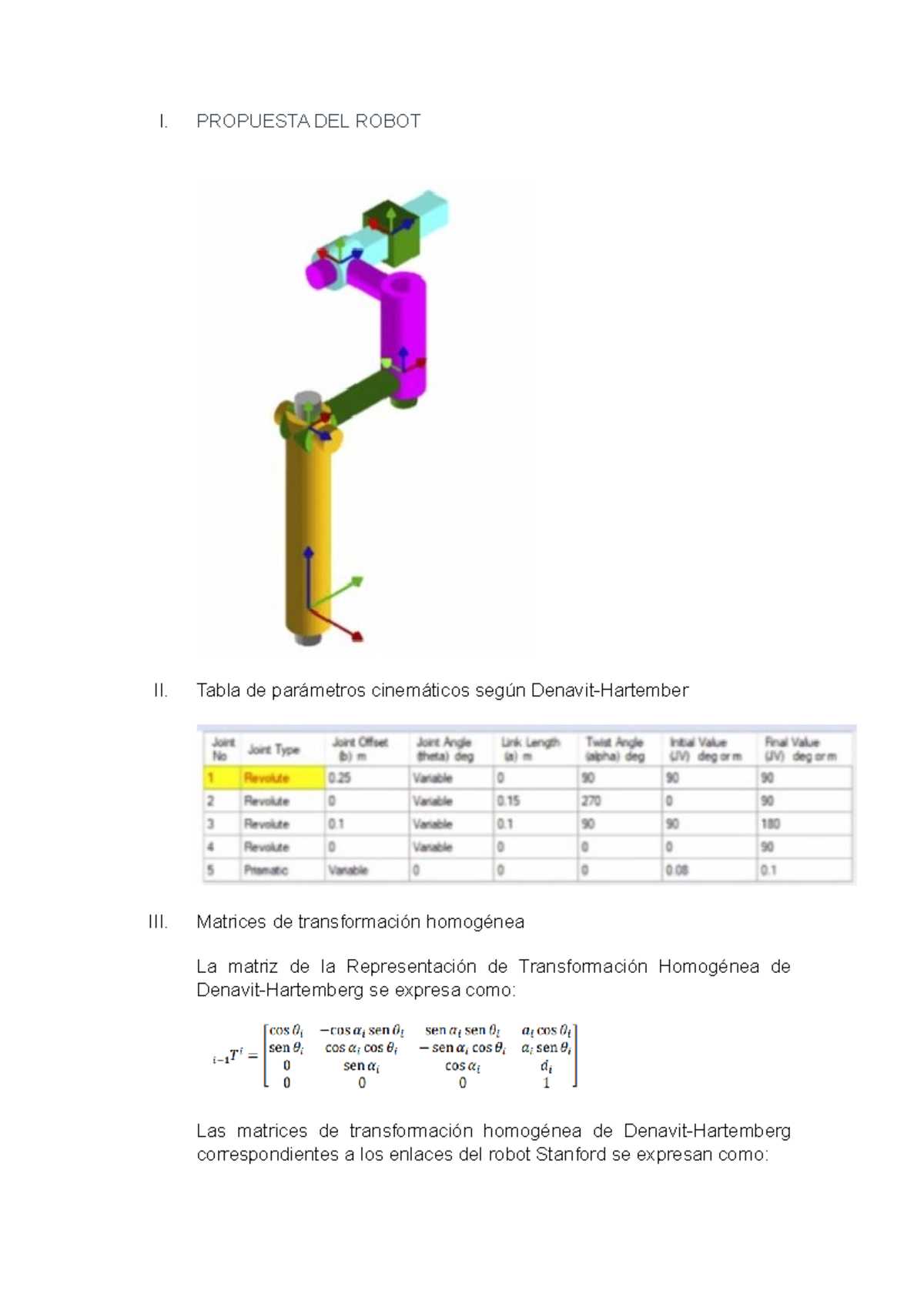 Practica N2 Robot Cinematica I Propuesta Del Robot Ii Tabla De