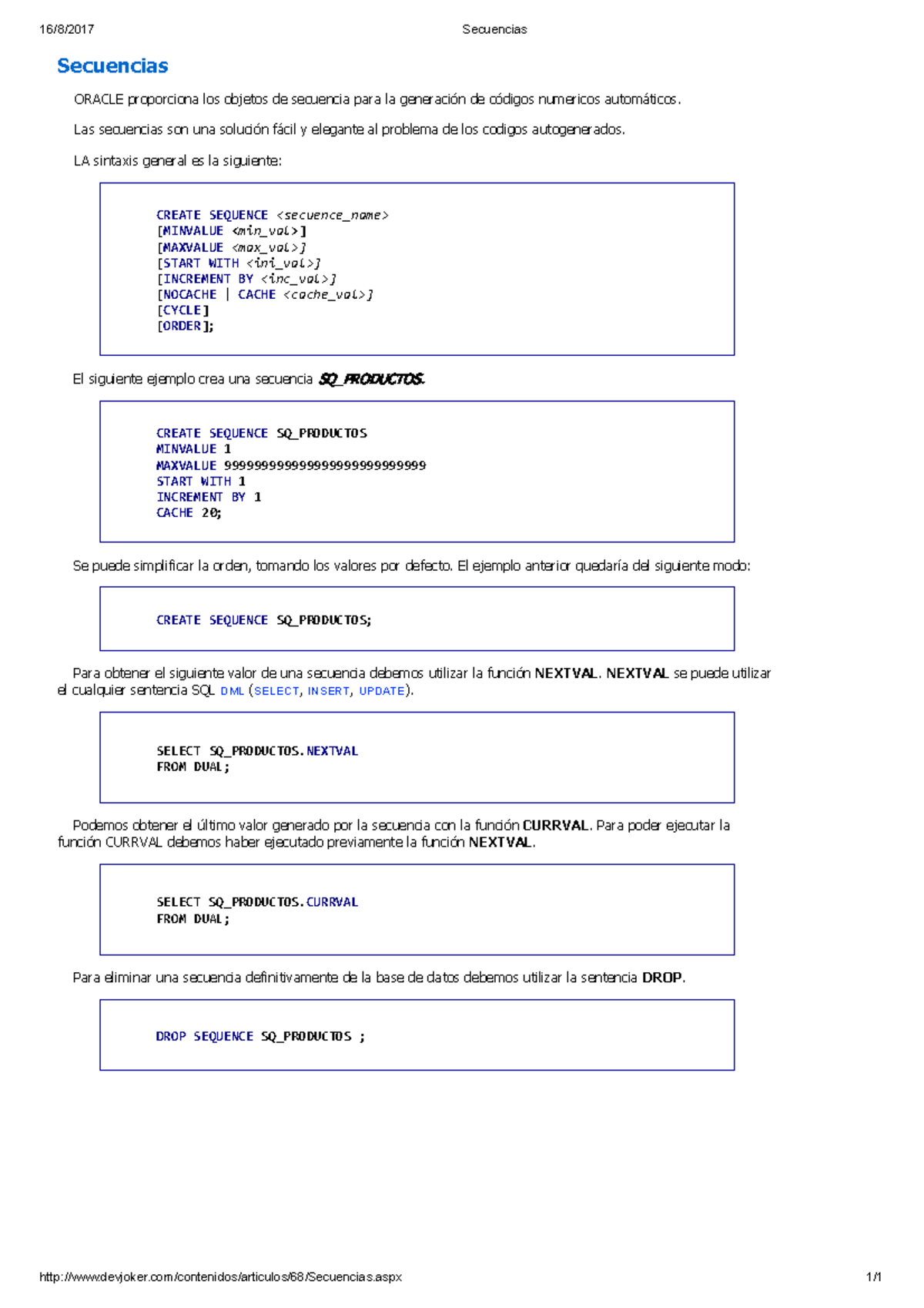 Secuencias en PL SQL-LECTURA MODULO 4 .LECTURA 3 DEL MODULO 4 - Base de ...