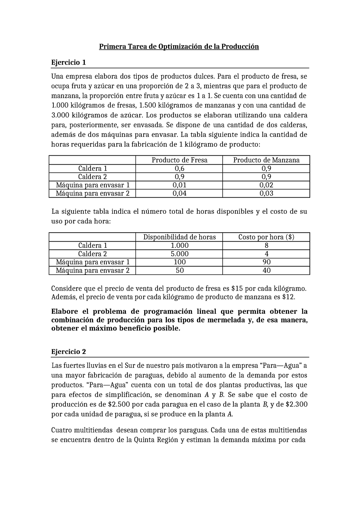 Primera Tarea De Optimizaci N De La Producci N - Primera Tarea De ...