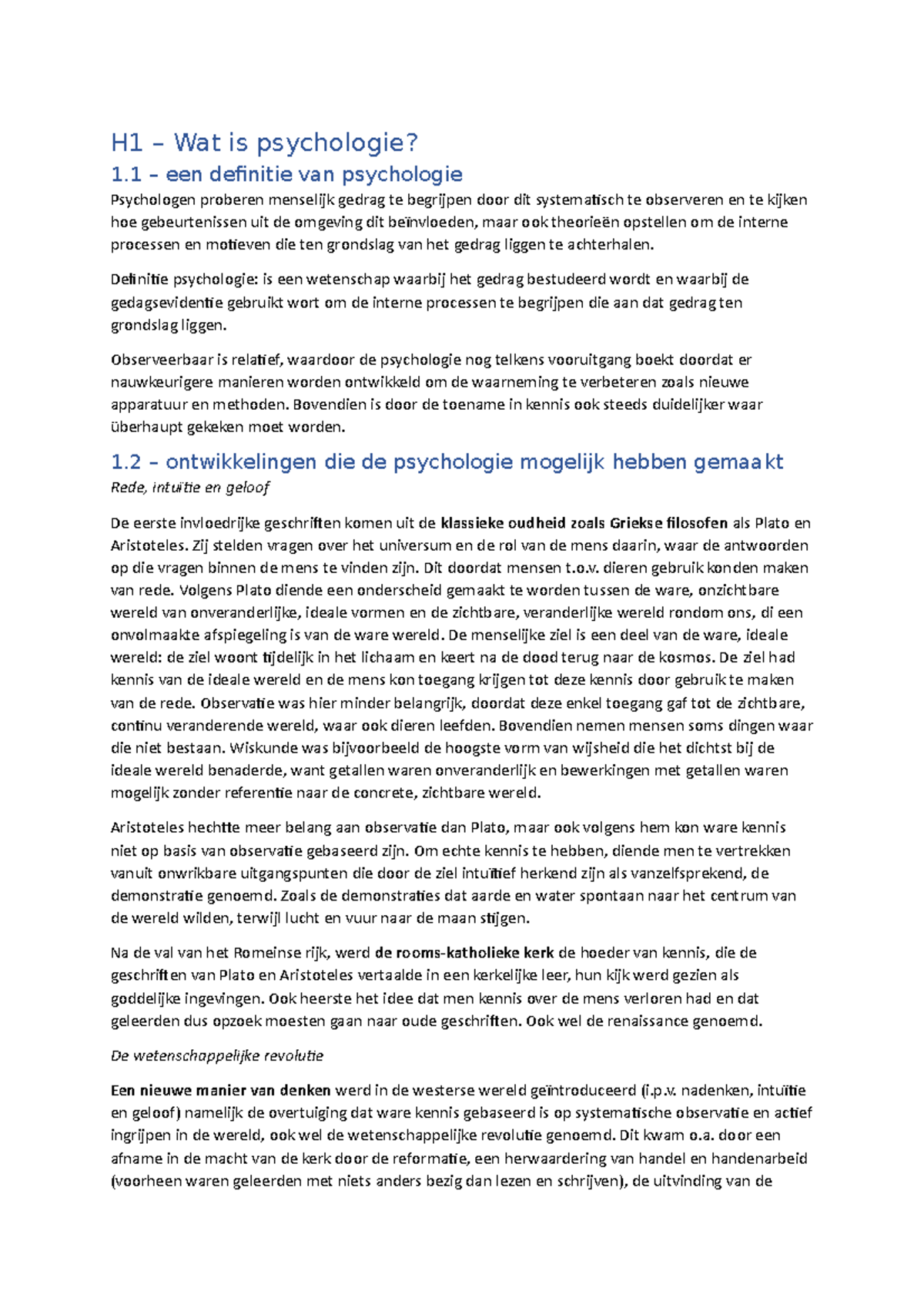 Samenvatting Fundamenten Van De Psychologie (Minor) - Hogeschool ...