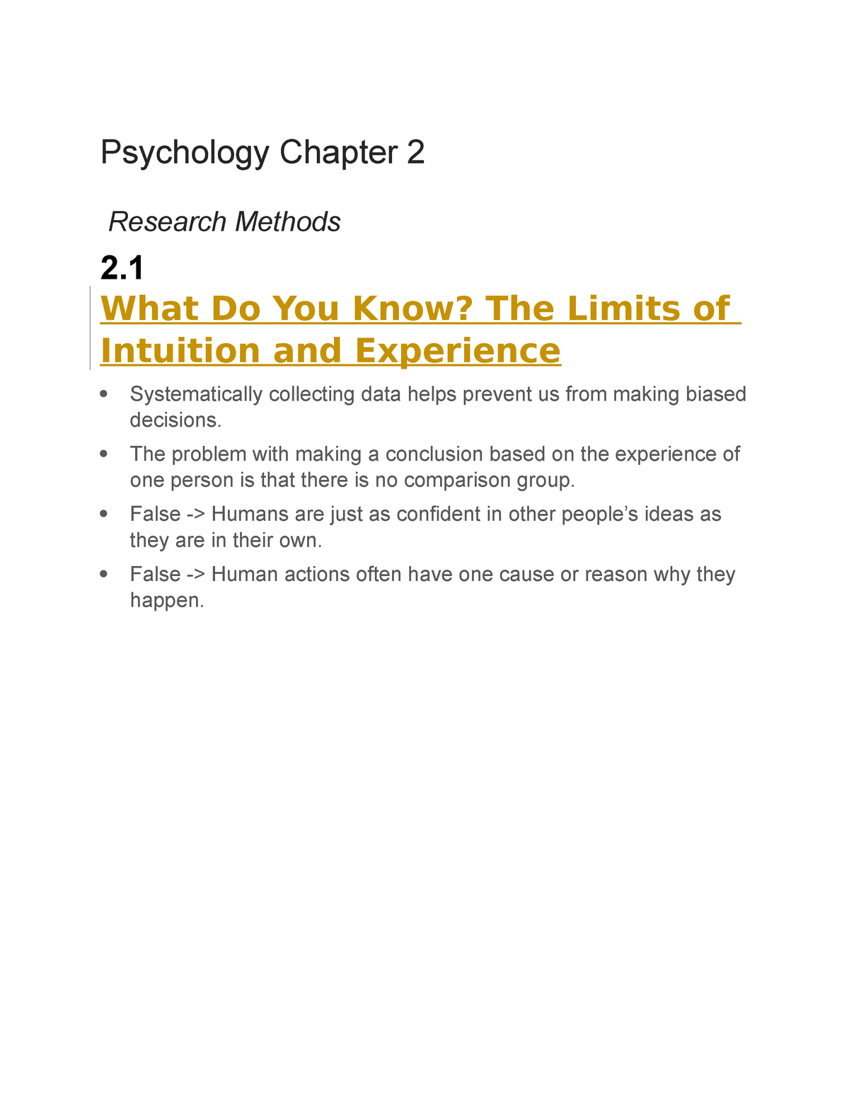 psychology chapter 2 research methods quizlet