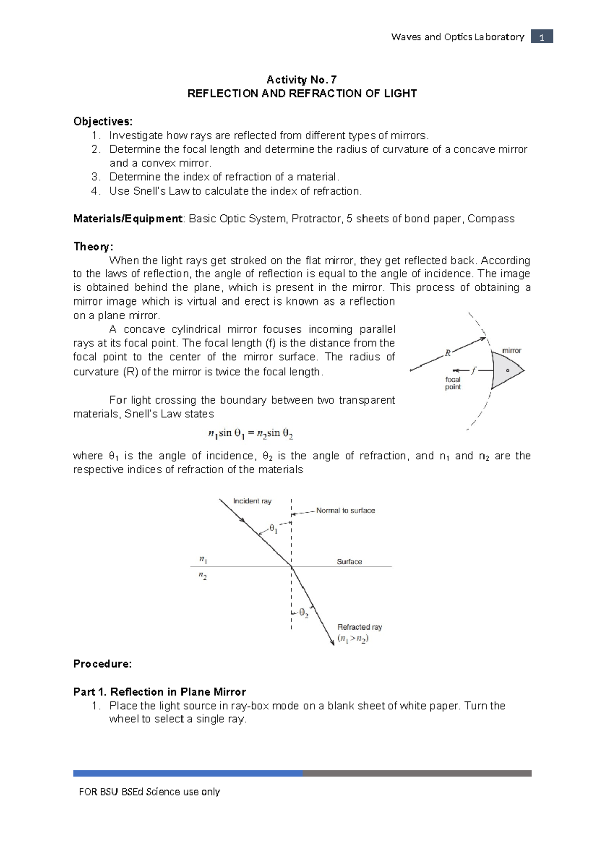 Activity-No-7 - can be used as a basis - Activity No. 7 REFLECTION AND ...