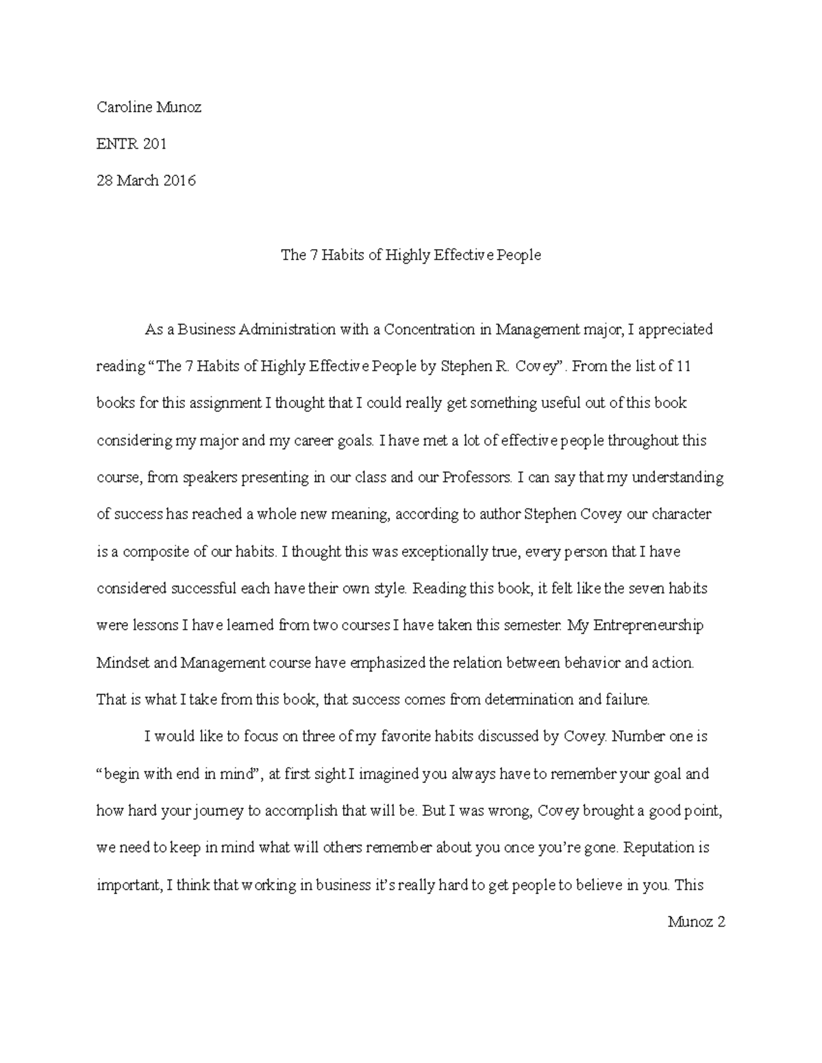 Reflection Paper 2 Entr 201 Entr 201 The Entrepreneurial Studocu