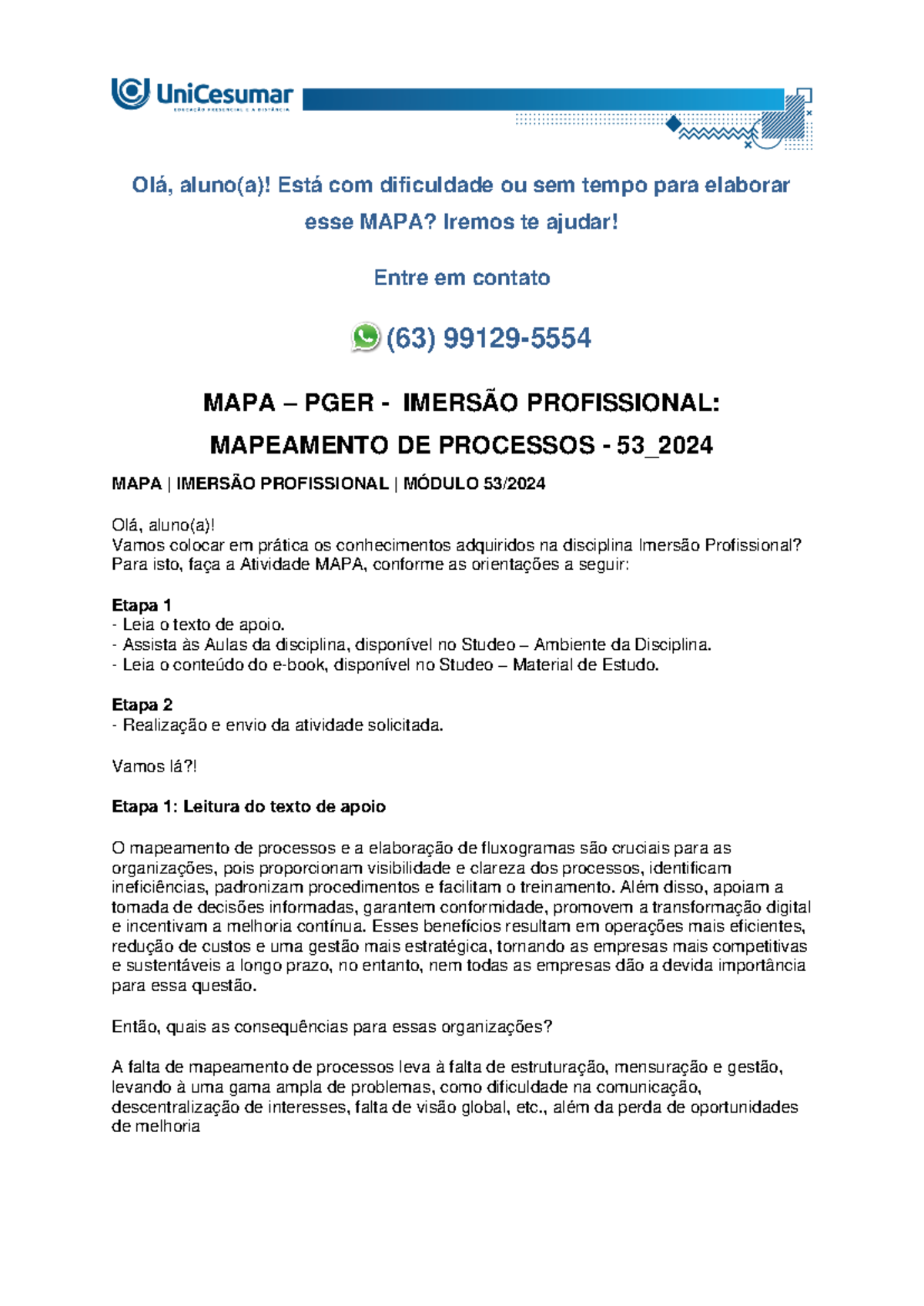 MAPA - PGER - IMERSÃO PROFISSIONAL: MAPEAMENTO DE PROCESSOS - 53_2024 ...