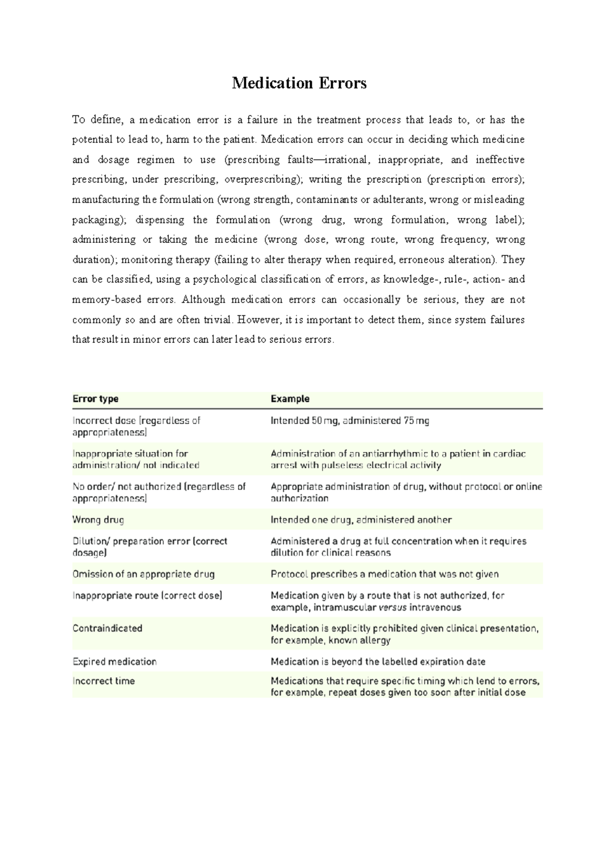 To define Medication Errors To define, a medication error is a