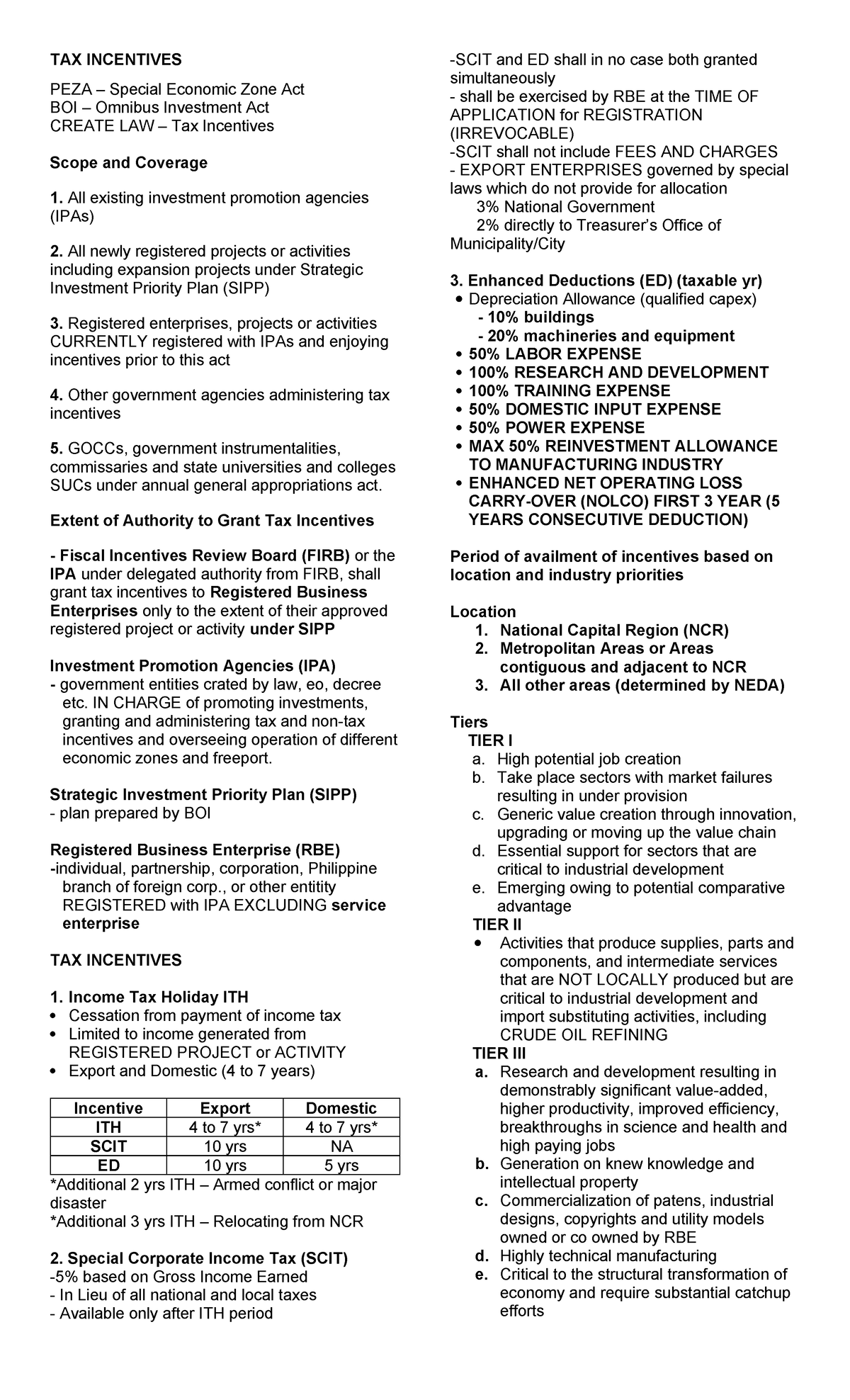 Tax Incentives - TAX INCENTIVES PEZA – Special Economic Zone Act BOI ...