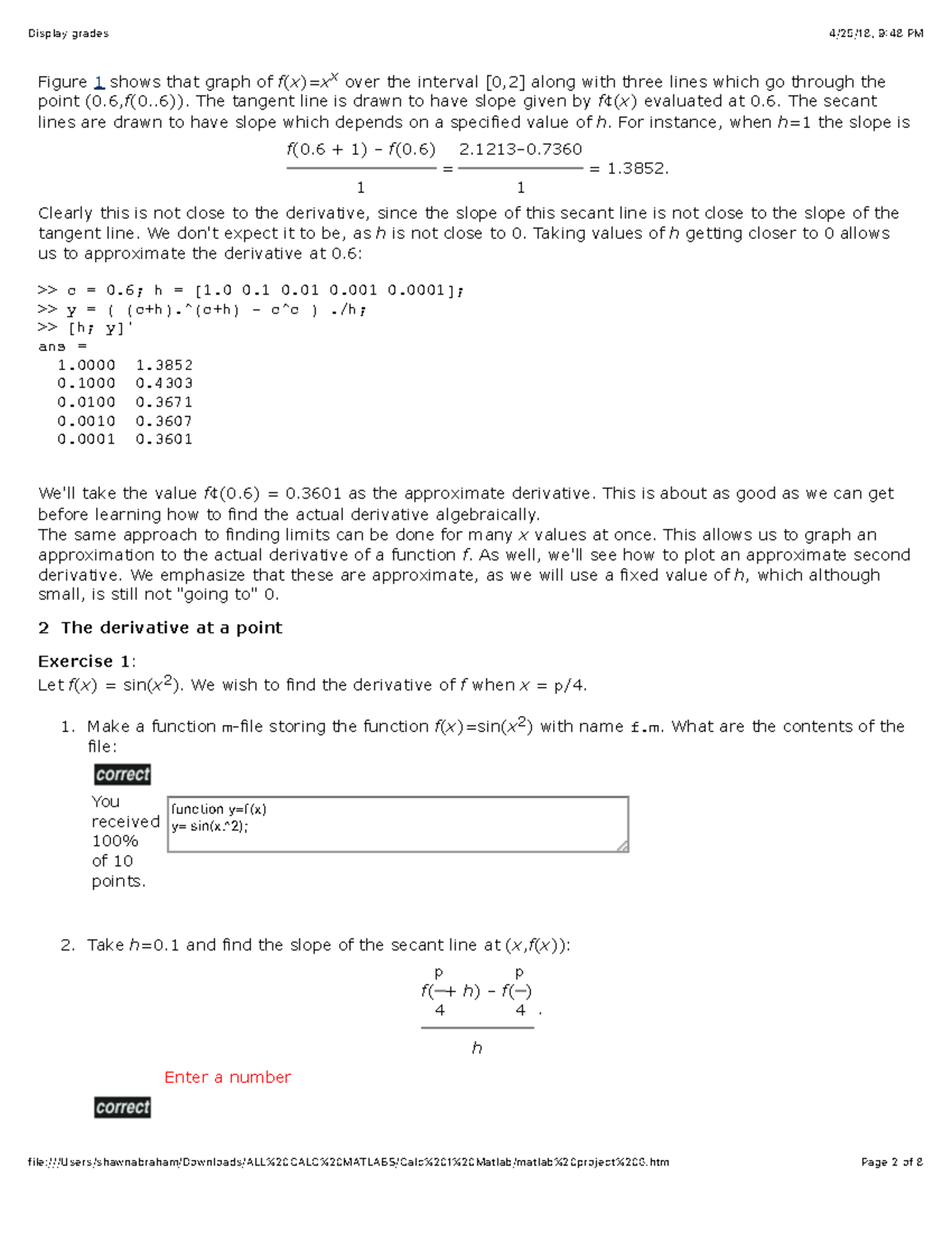 Project 6 Mth 229 Calculus Computer Laboratory Figure Shows That Graph Of Xx Studocu