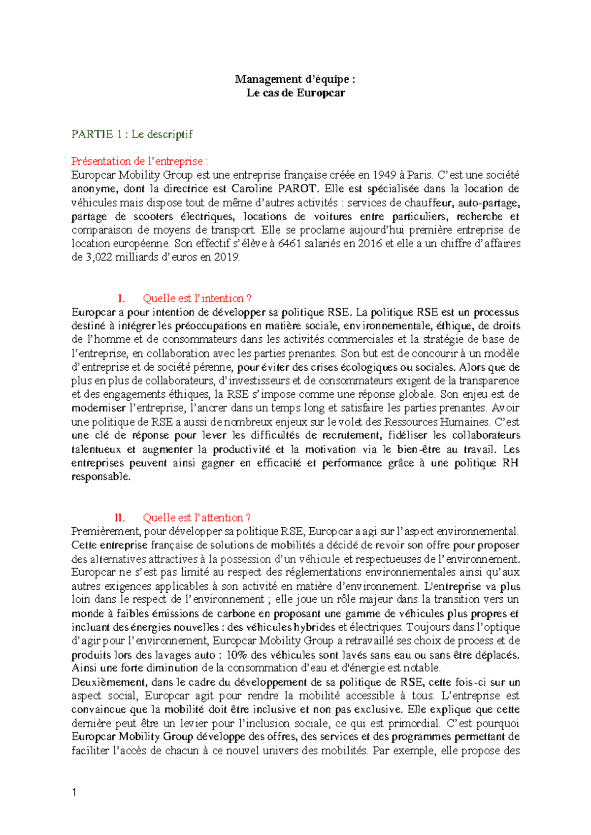 Management d'équipe Europcar Management d’équipe Le cas de