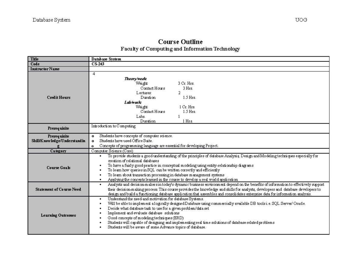 cs-243-data-base-systems-database-system-uog-course-outline-faculty