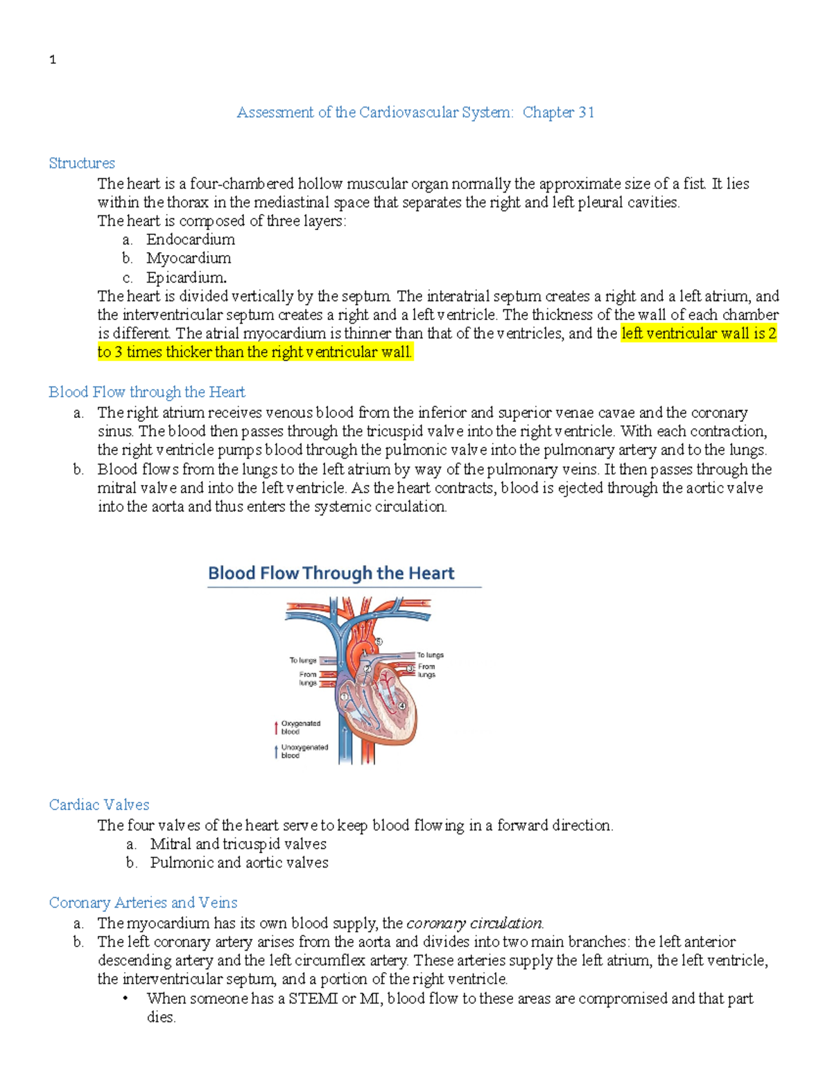 CHF Notes - Assessment of the Cardiovascular System: Chapter 31 ...