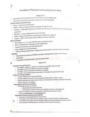 Foundations of Reading Final Exam Study Guide Moats-3 - RDNG 6313 - Studocu
