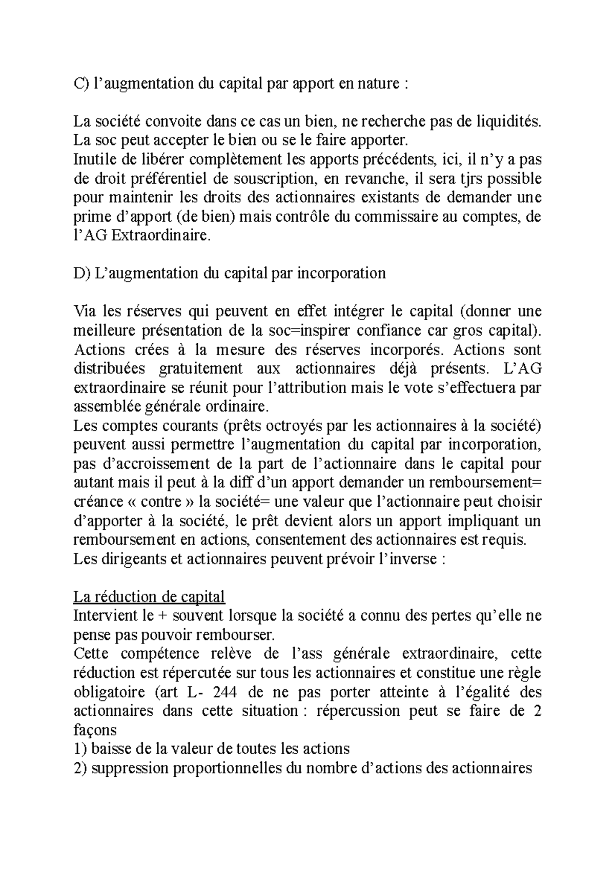 DS sociétés Droit C) l’augmentation du capital par apport en nature La société convoite