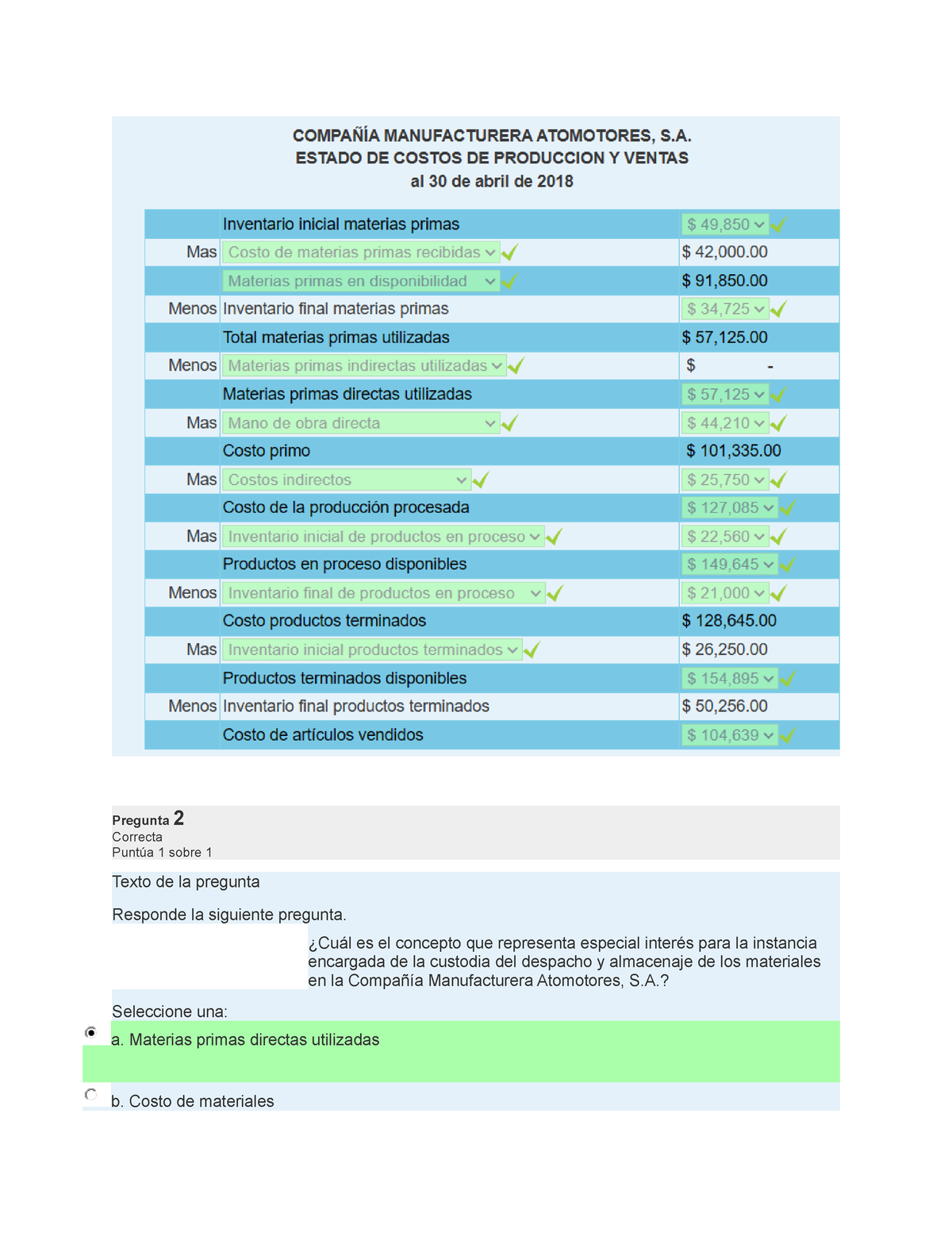 Exa Elementos Del Costo Y La Estructura Del Reporte De Costos