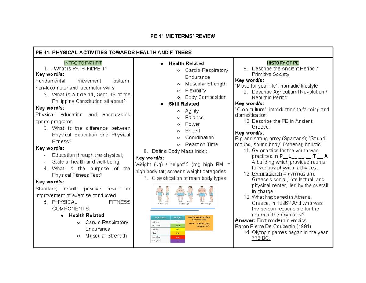 Physical Activities Towards Health and Fitness (PATHFIT) 1 - PE 11 ...