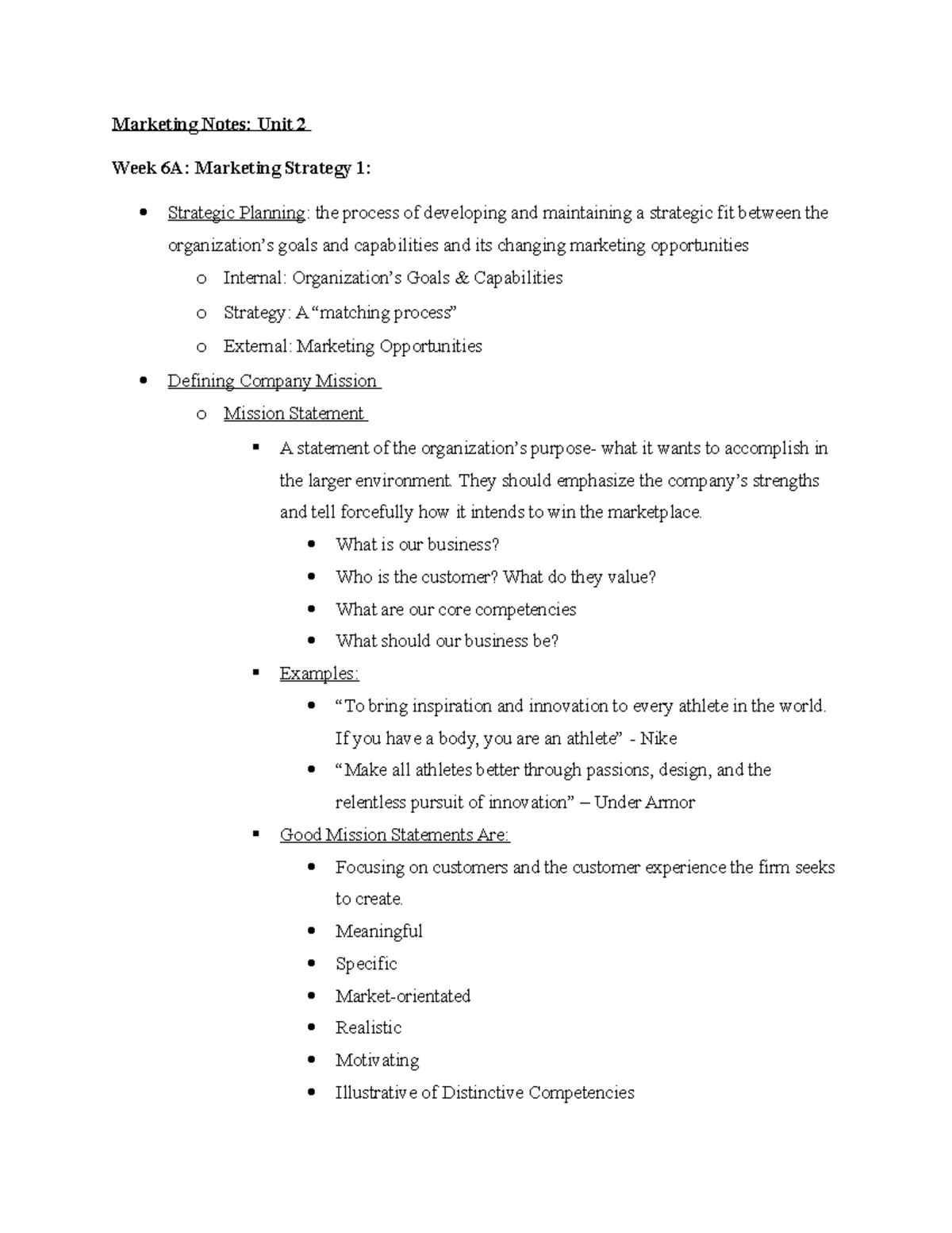 Marketing Notes They should emphasize the company’s strengths and tell forcefully how it