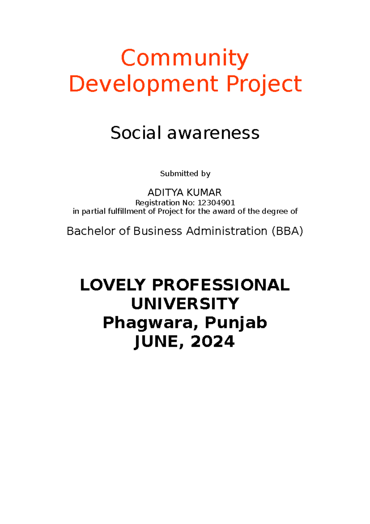 Community Development Project Report - Community Development Project ...