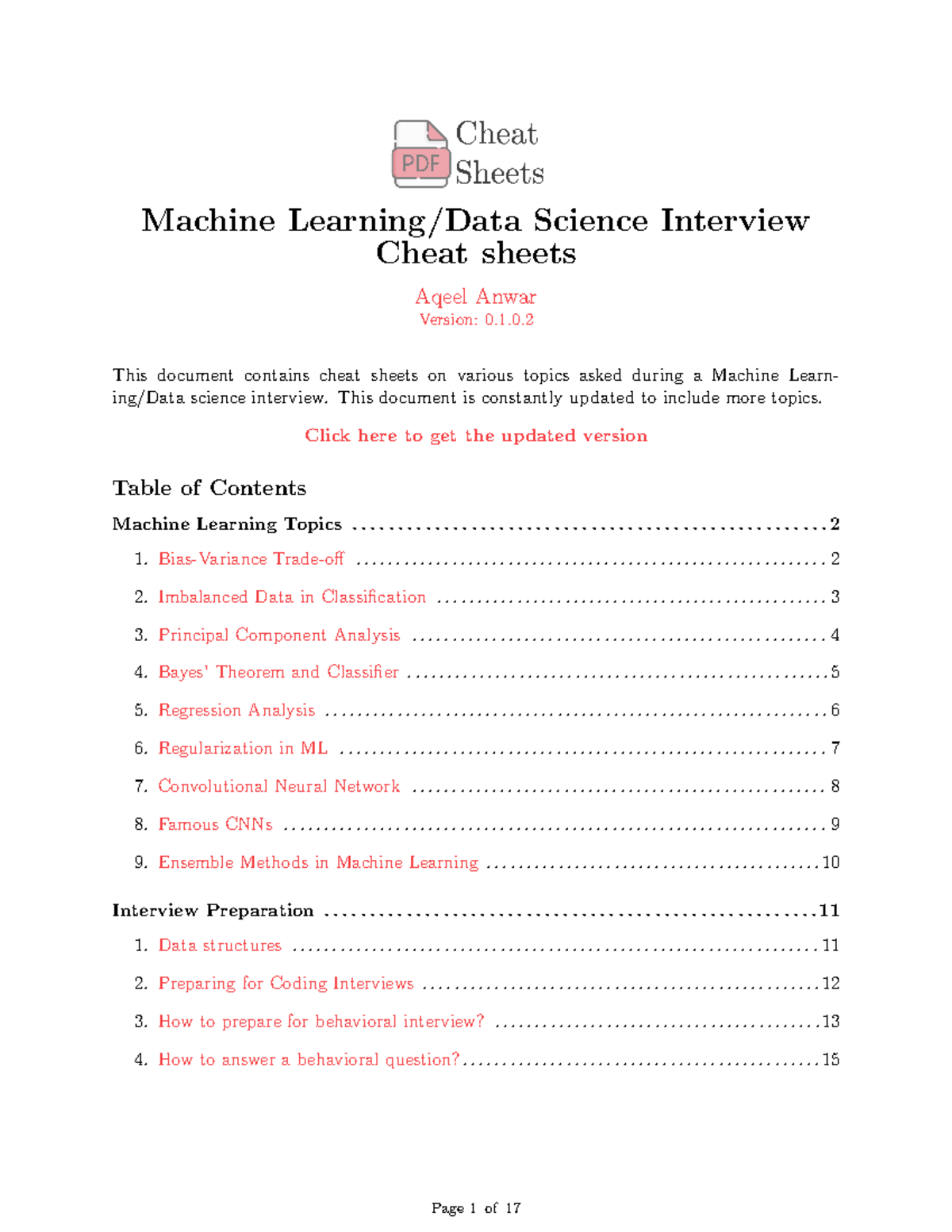 ML or DS interview Cheat sheets 1646642001 - Machine Learning/Data ...