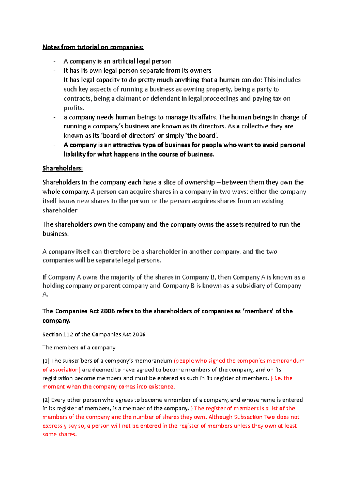Companies - note from tutorial LPC workshop 2 - ACFI211 - Liverpool ...