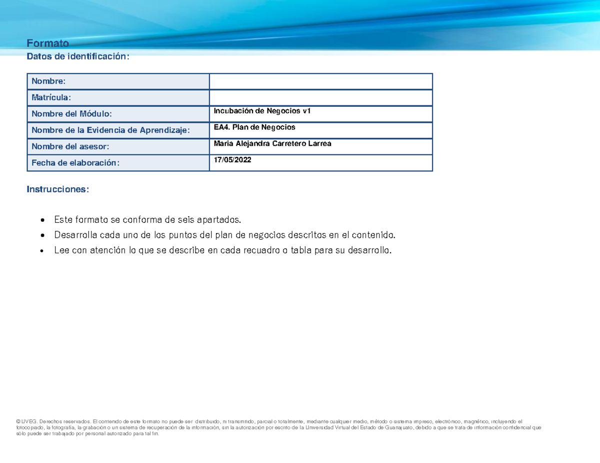 Plan De Negocios EA4 - © UVEG. Derechos Reservados. El Contenido De ...