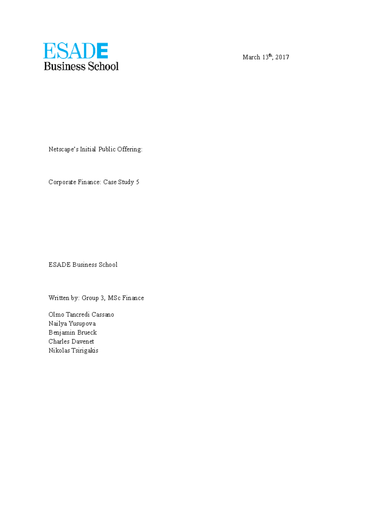 Netscape Case Study_1 March 13th, 2017 Netscape’s Initial Public