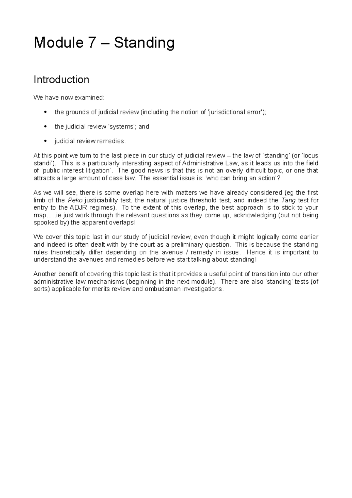 Module 07 Standing 2020 - Module 7 – Standing Introduction We have now ...