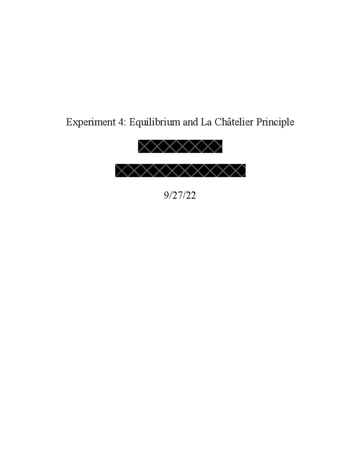 Report for the Equilibrium and Le Chatelier Principle Experiment 4