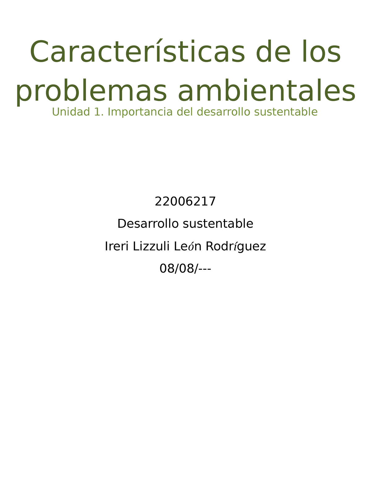 Cuadro Sinóptico Problemas Ambientales - Características De Los ...