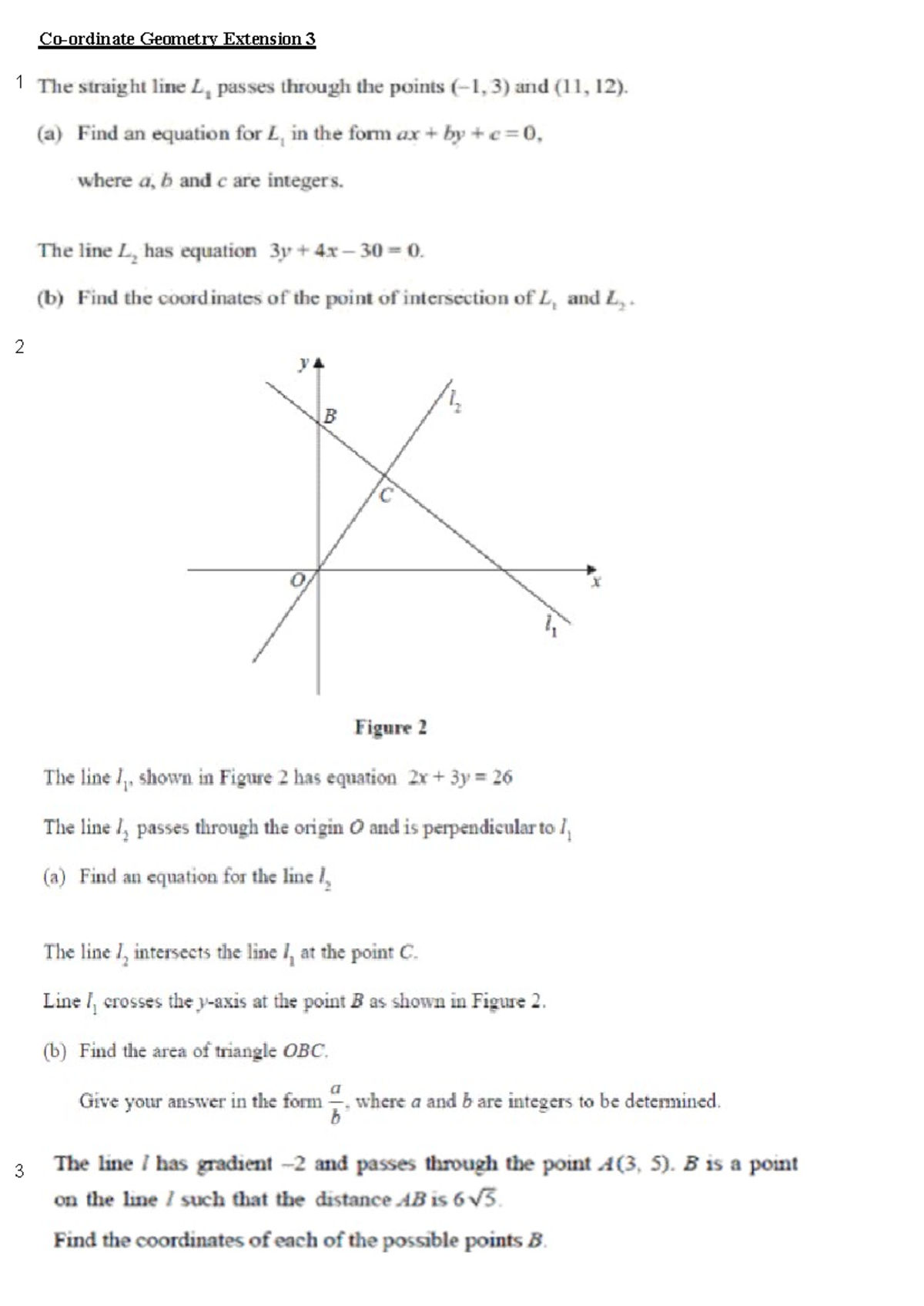 Coordinate geometry ext 3 3 - Co-ordinate Geometry Extension - Studocu