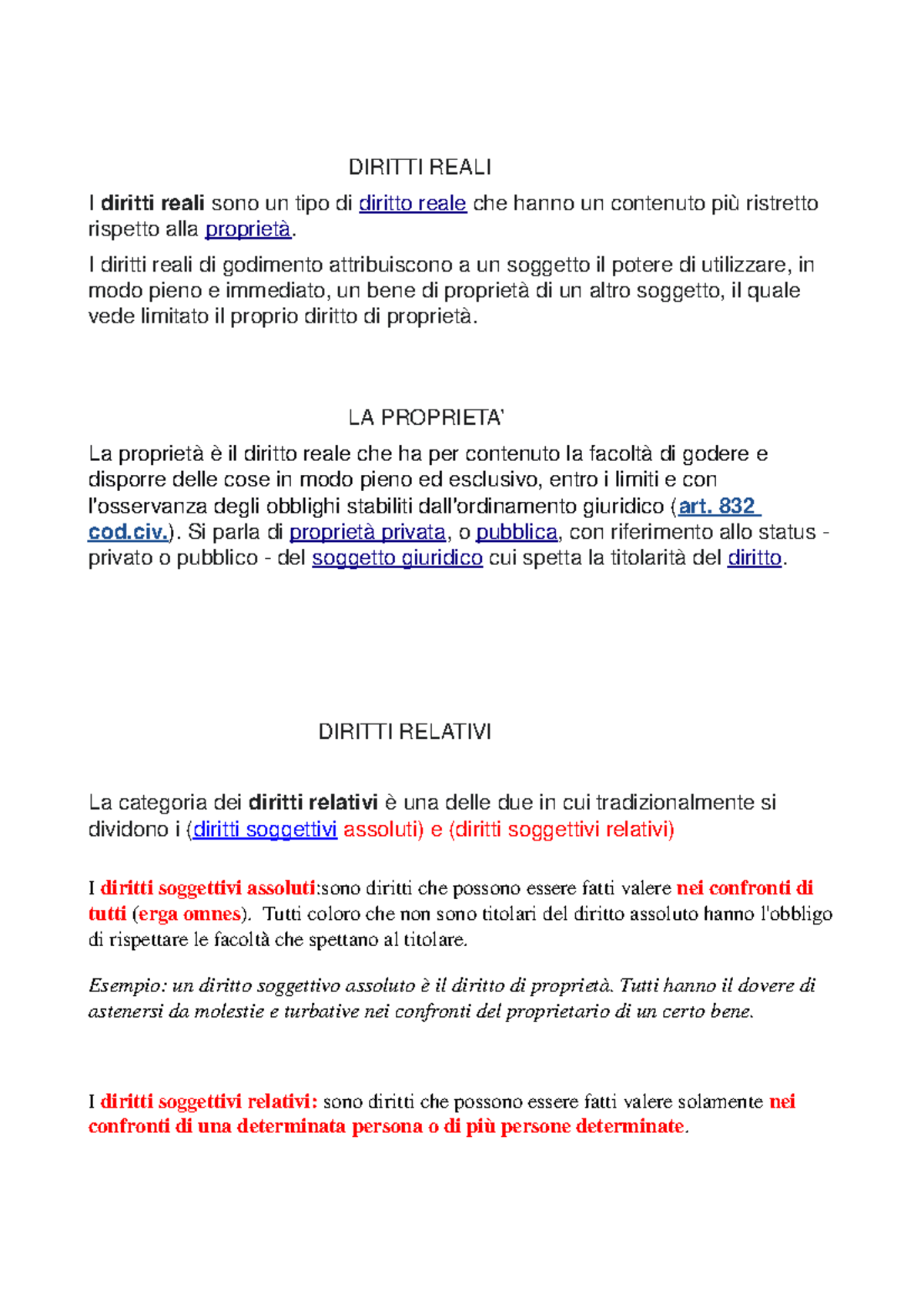 Diritti Relativi E Potestativi DIRITTI REALI I diritti reali sono un tipo di diritto reale che