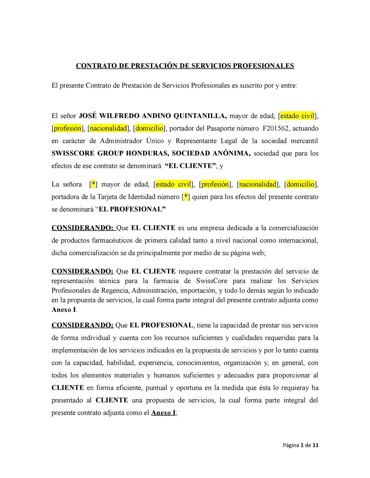 2021 - 04 - 22 SCGL - Contrato Servicios Profesionales - Regente Farmacia -  CONTRATO DE PRESTACIÓN - Studocu