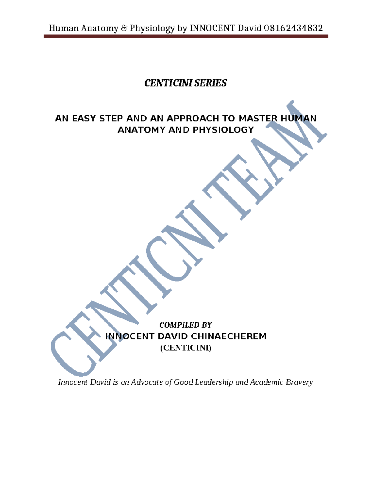 Centicini Anatomy&Physiology-1 - CENTICINI SERIES AN EASY STEP AND AN ...