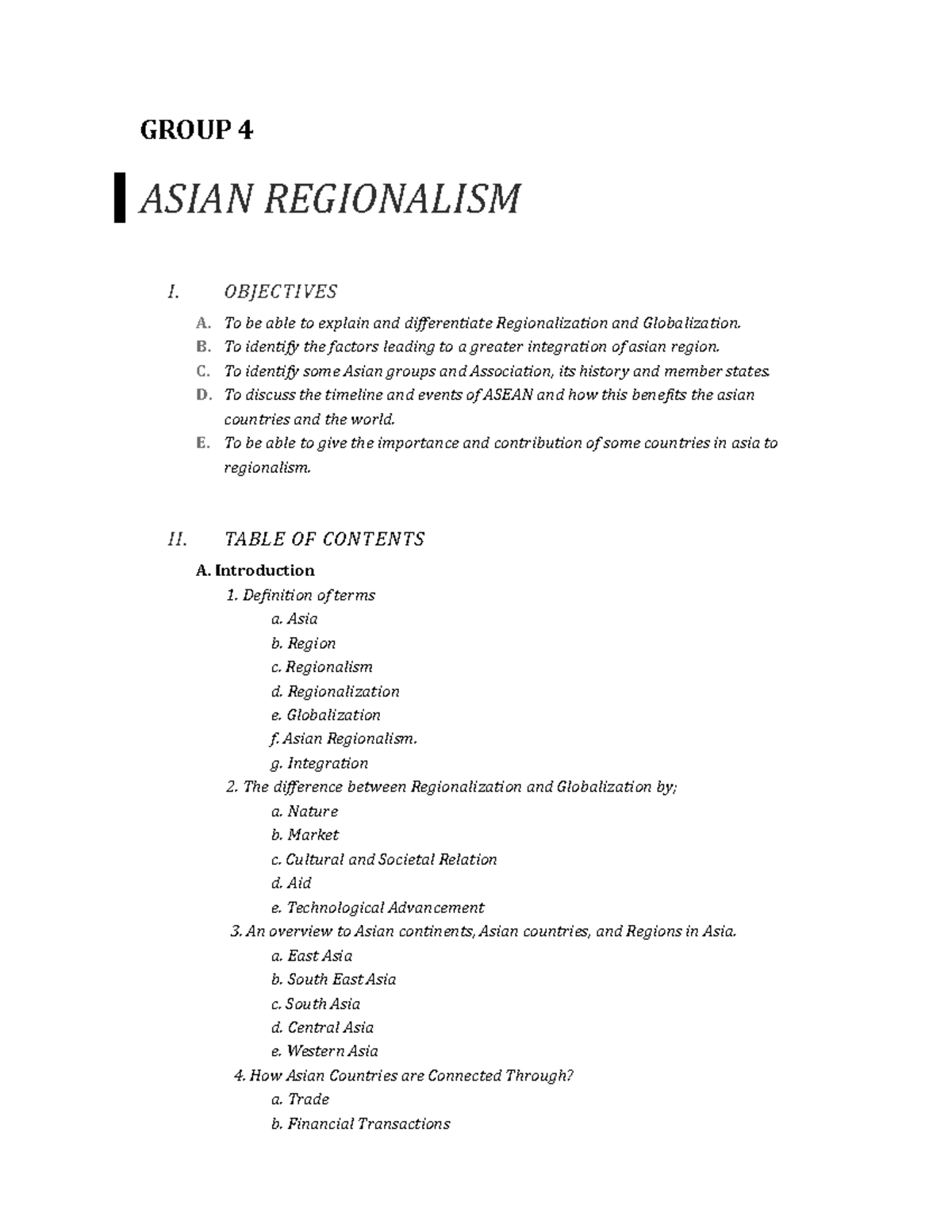 essay explaining the concept of regionalism in asia