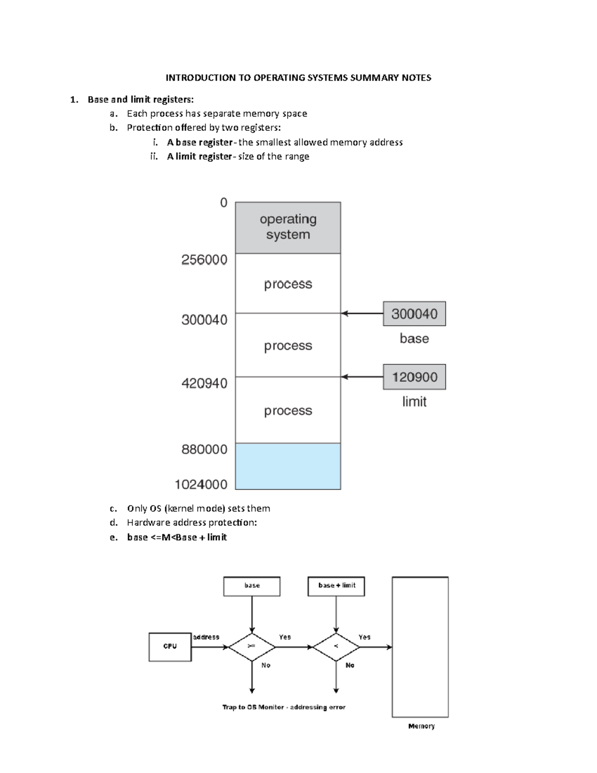 Introduction To Operating Systems Summary Notes - INTRODUCTION TO ...