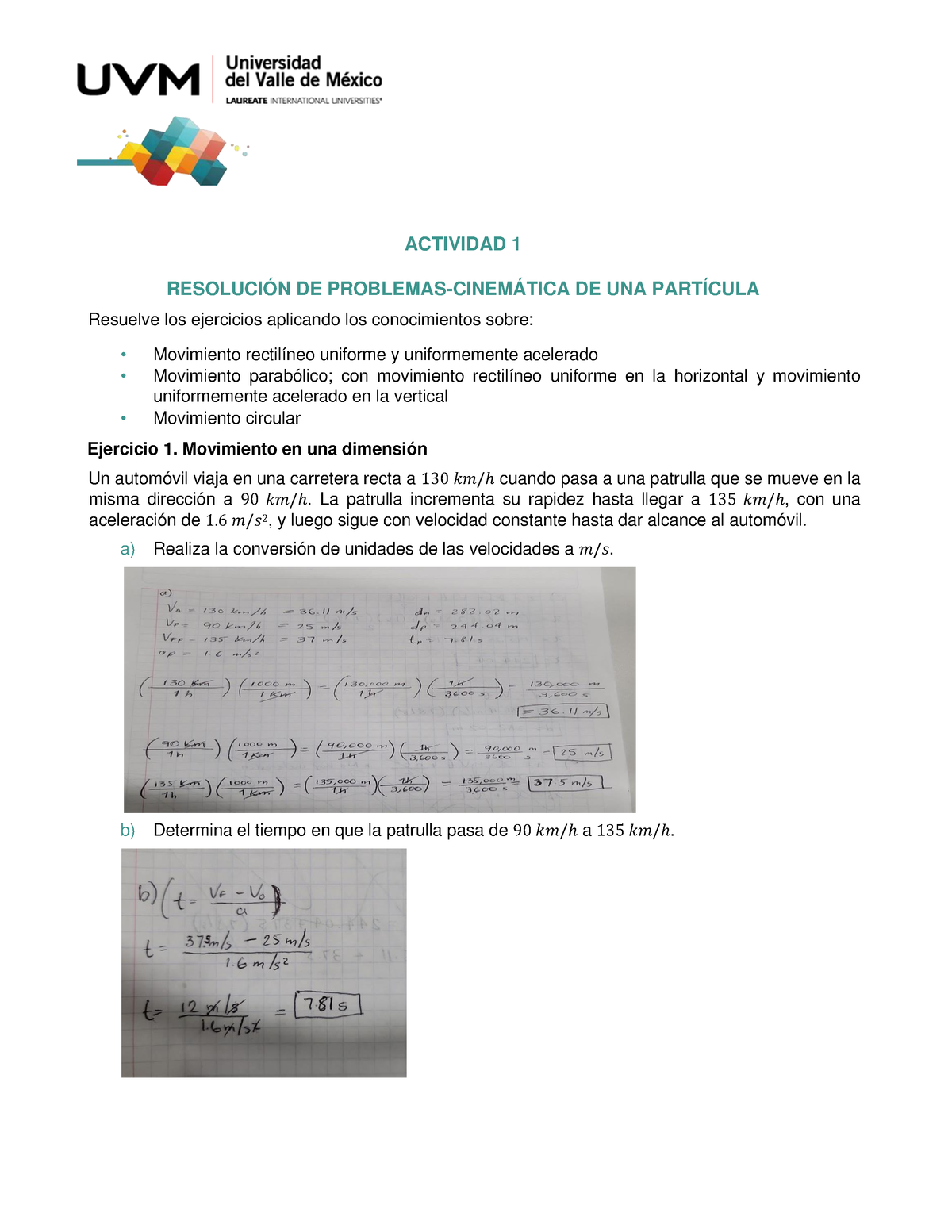 Actividad 1 Fisica Actividad 1 ResoluciÓn De Problemas CinemÁtica De Una PartÍcula Resuelve 0064