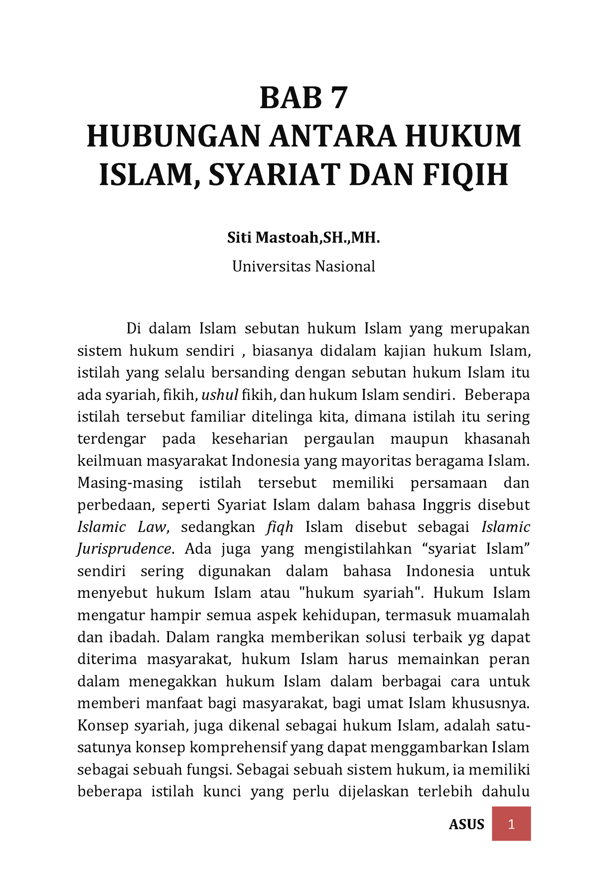 BAB 14 Hk.Islam, Fiqih Dan Syariat Final - BAB 7 HUBUNGAN ANTARA HUKUM ...