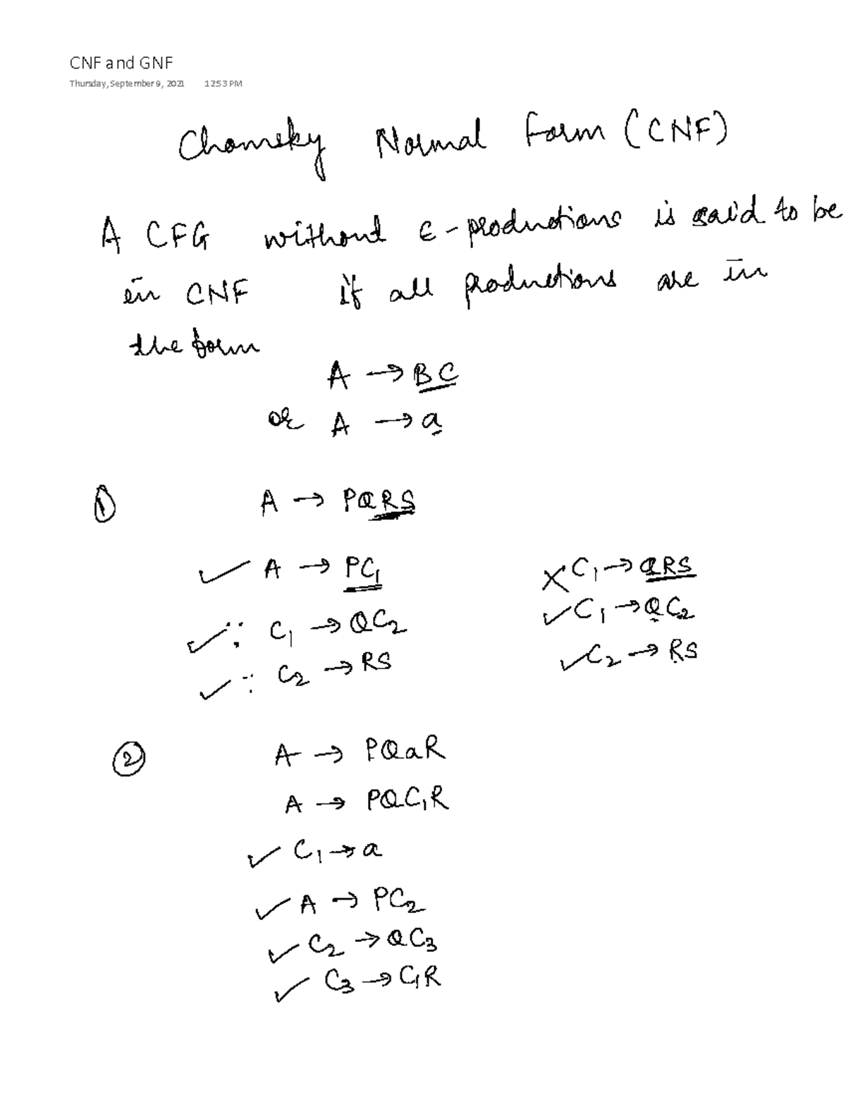 CNF and GNF - chomsky normal form and griebach normal form - CNF and ...