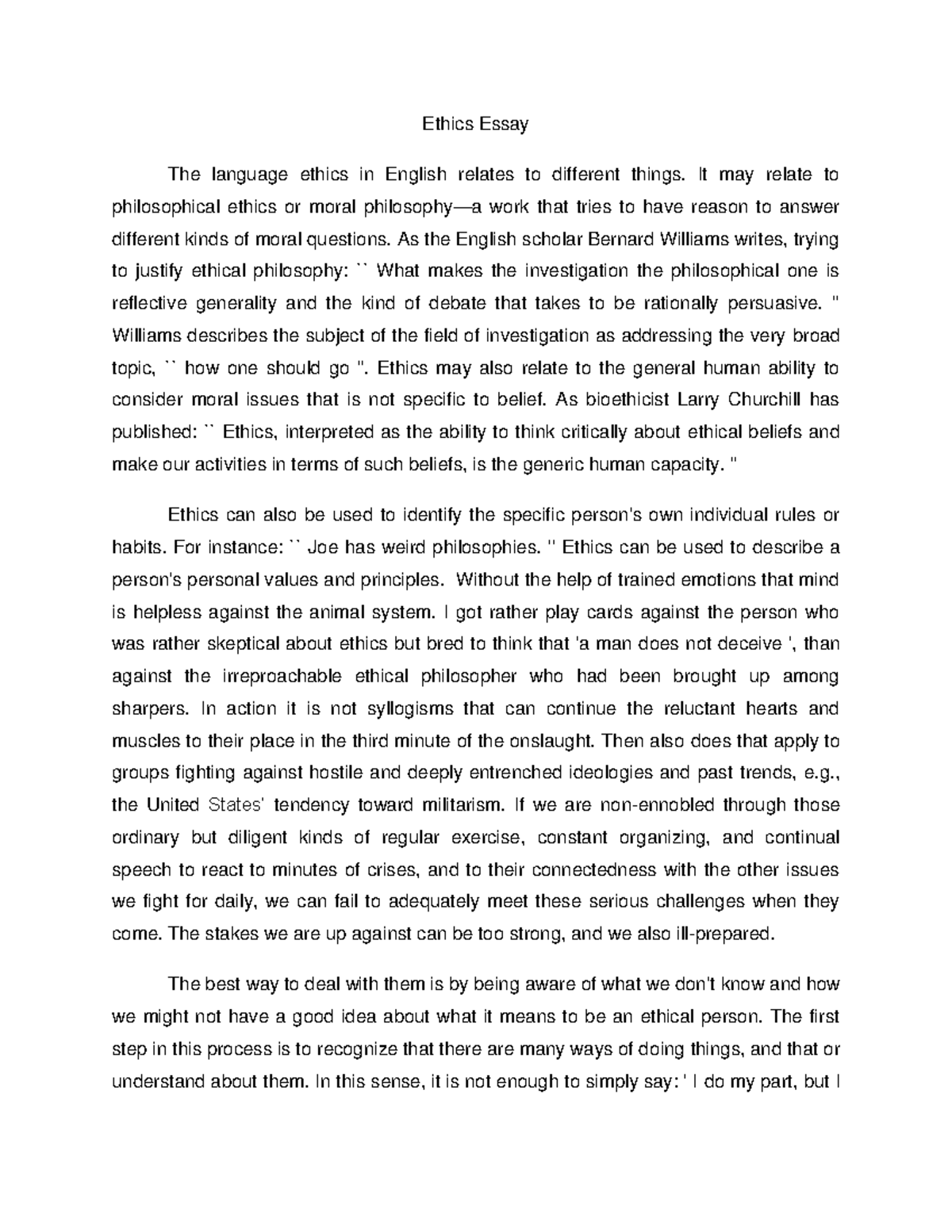 ethics in teaching essay