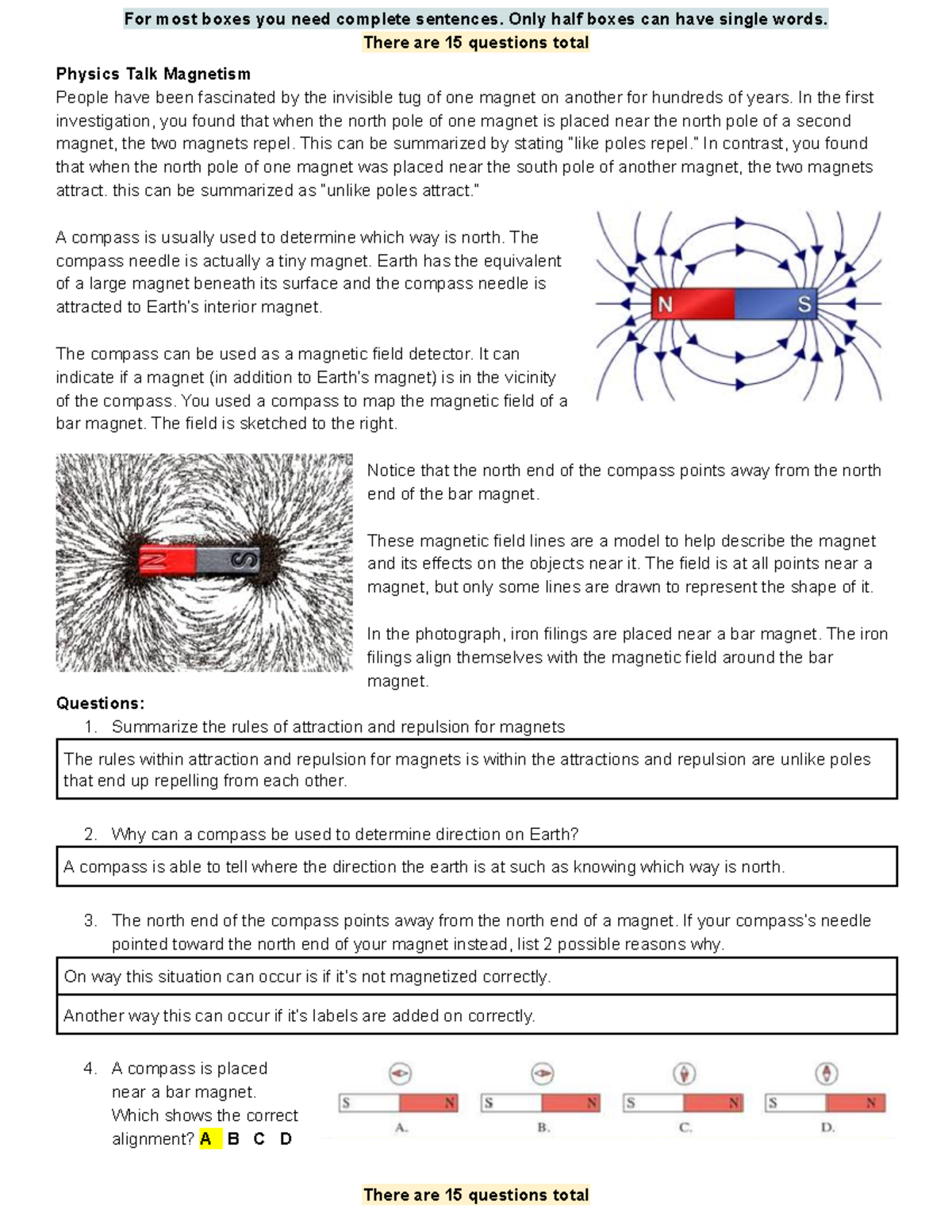 Copy of Copy of Physics Talk There are 15 questions total
